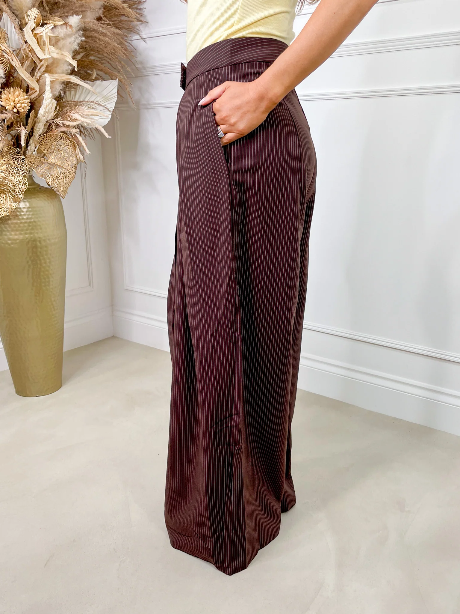 Addison Wide Leg Pinstripe Trouser - Image 4