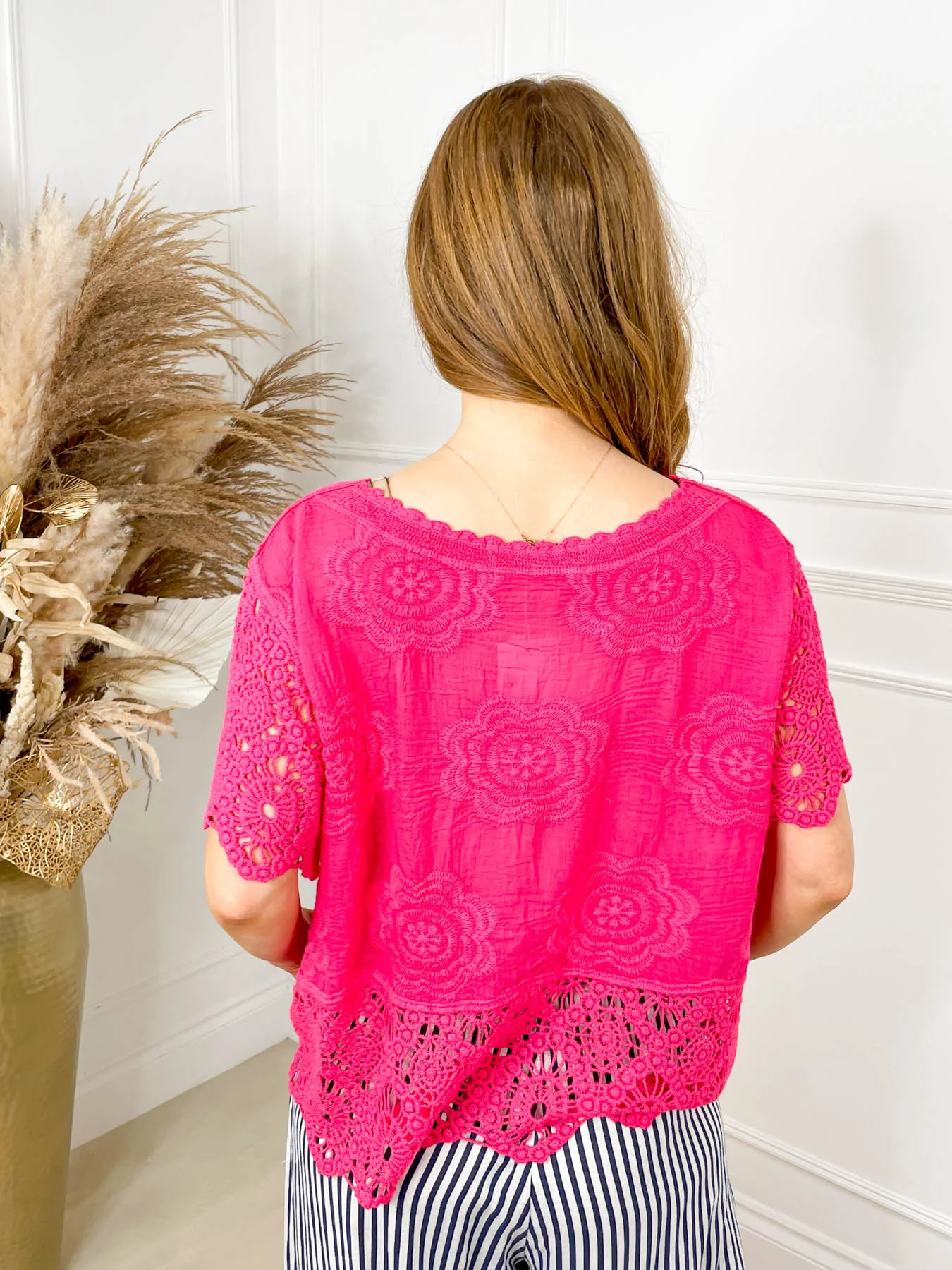 Alora Embroidered Top - Fuchsia - Image 5