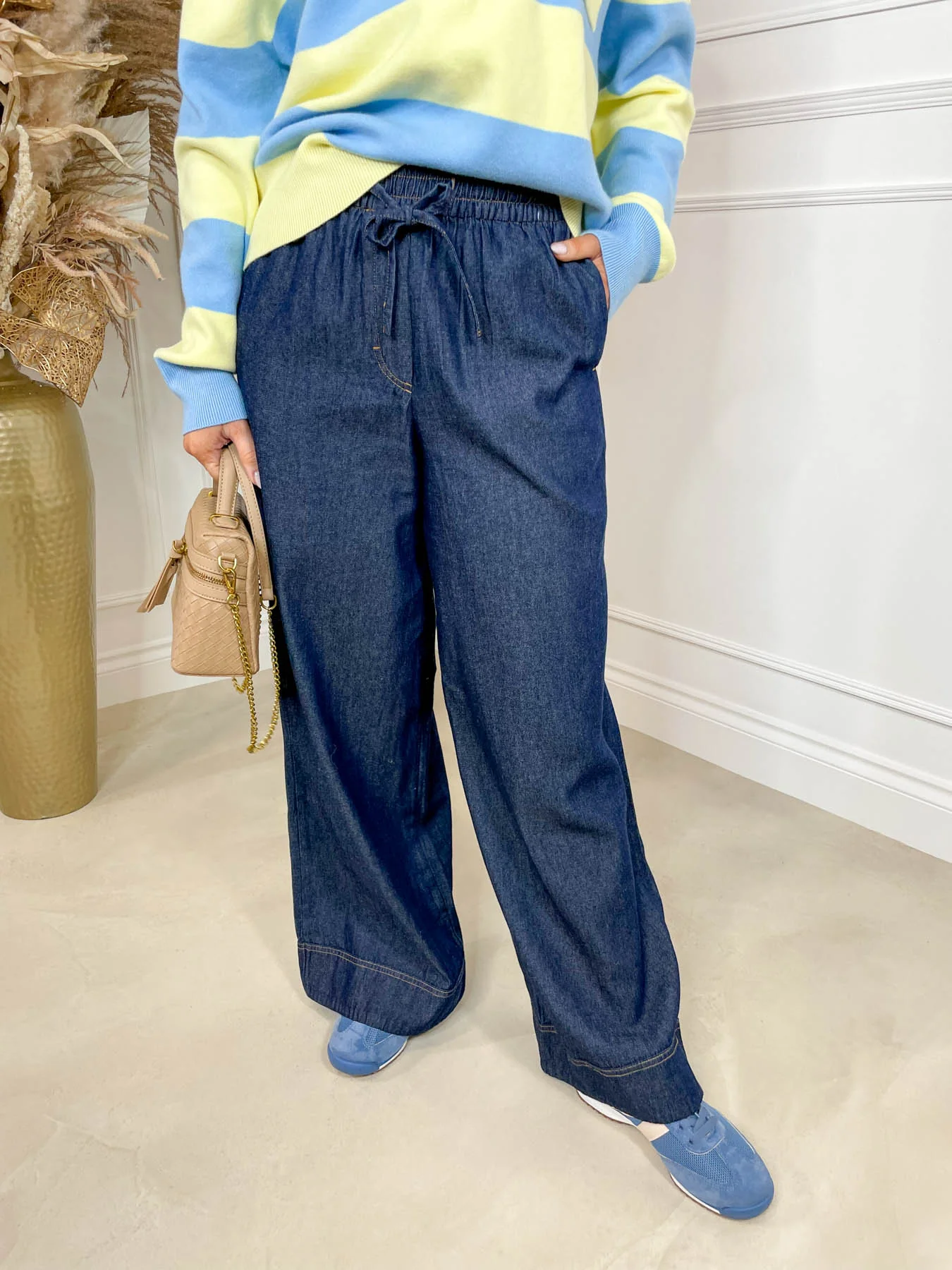Archer Wide Leg Trouser - Dark Denim - Image 3