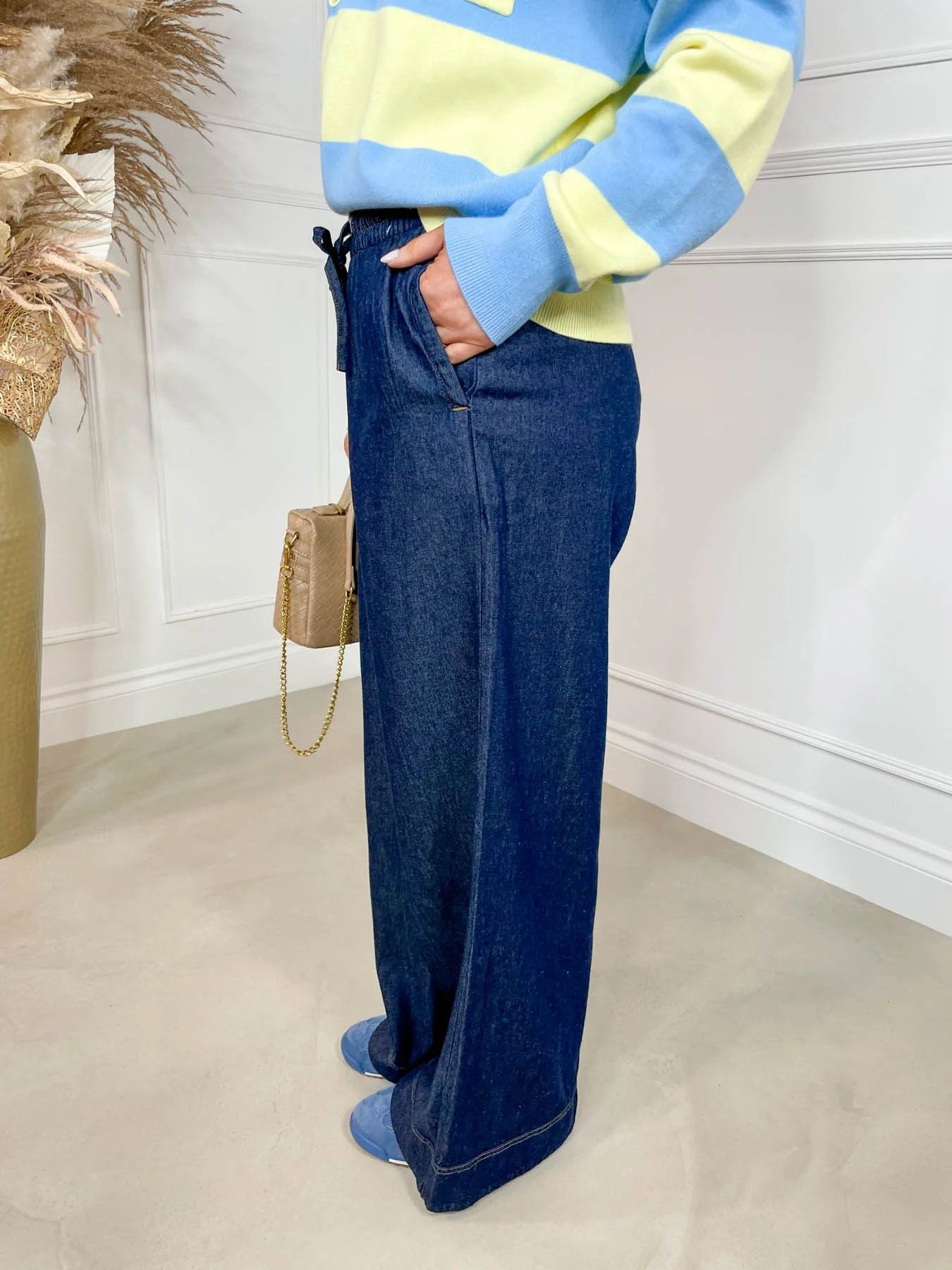 Archer Wide Leg Trouser - Dark Denim - Image 4