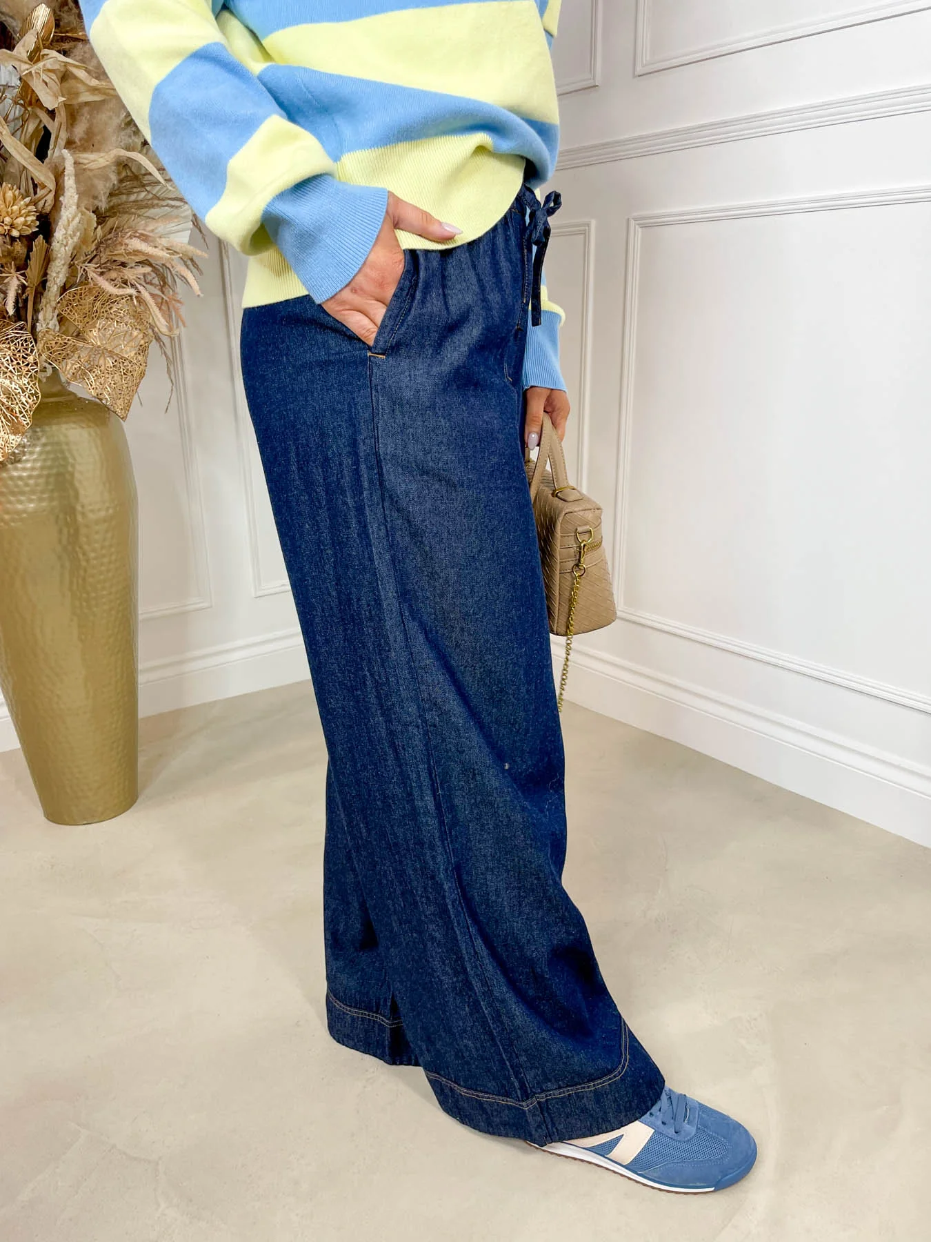 Archer Wide Leg Trouser - Dark Denim - Image 6