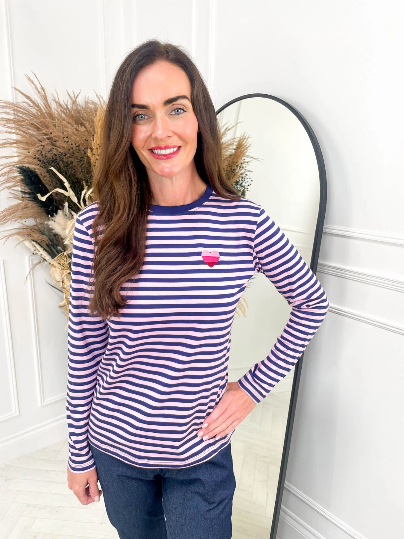 Brunswick Jersey Top Pink/Navy Stripe By Sugarhill Brighton - Image 4