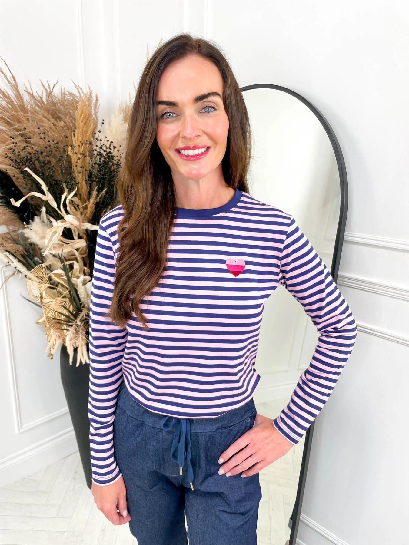 Brunswick Jersey Top Pink/Navy Stripe By Sugarhill Brighton - Image 6