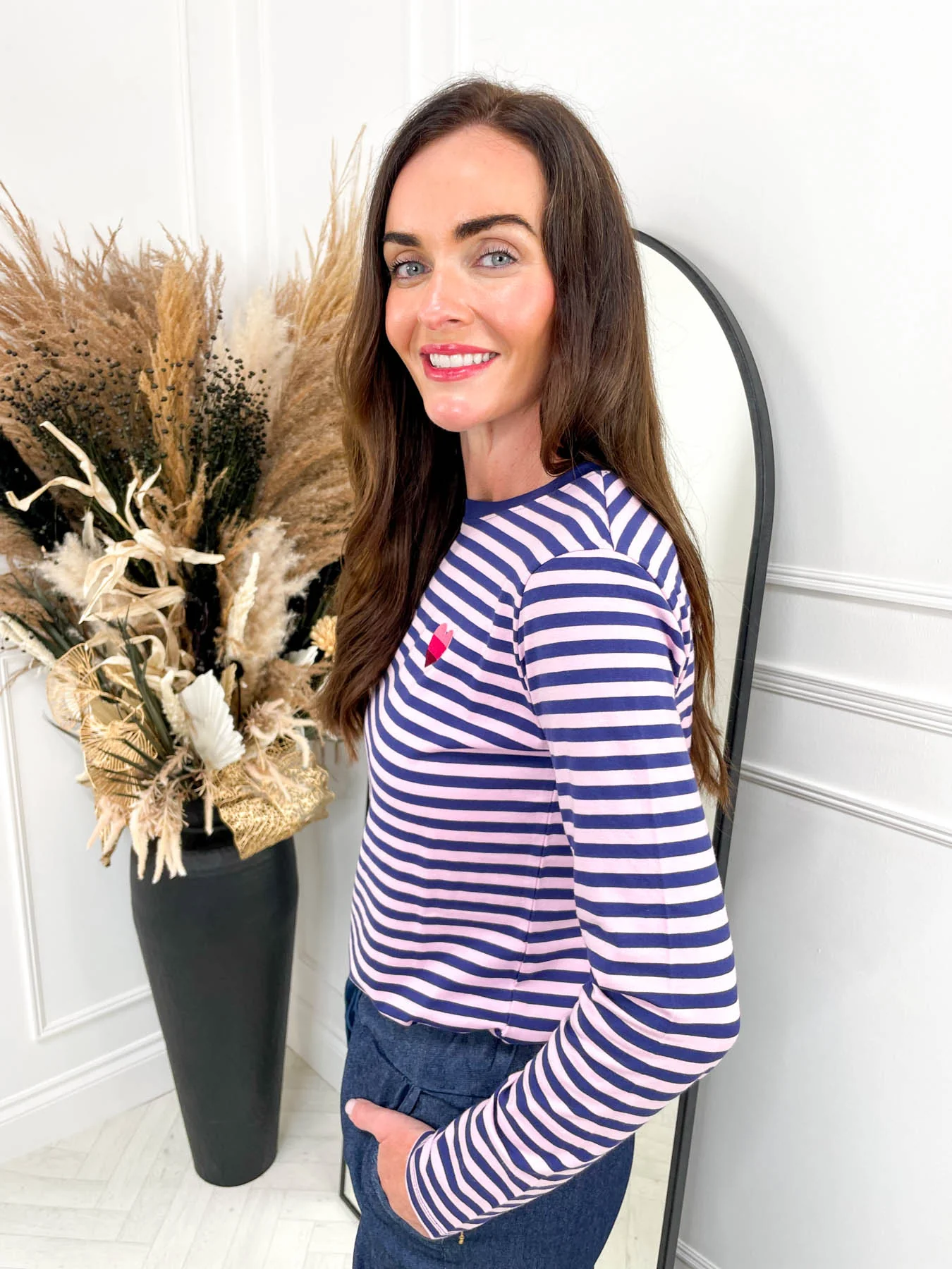 Brunswick Jersey Top Pink/Navy Stripe By Sugarhill Brighton - Image 7