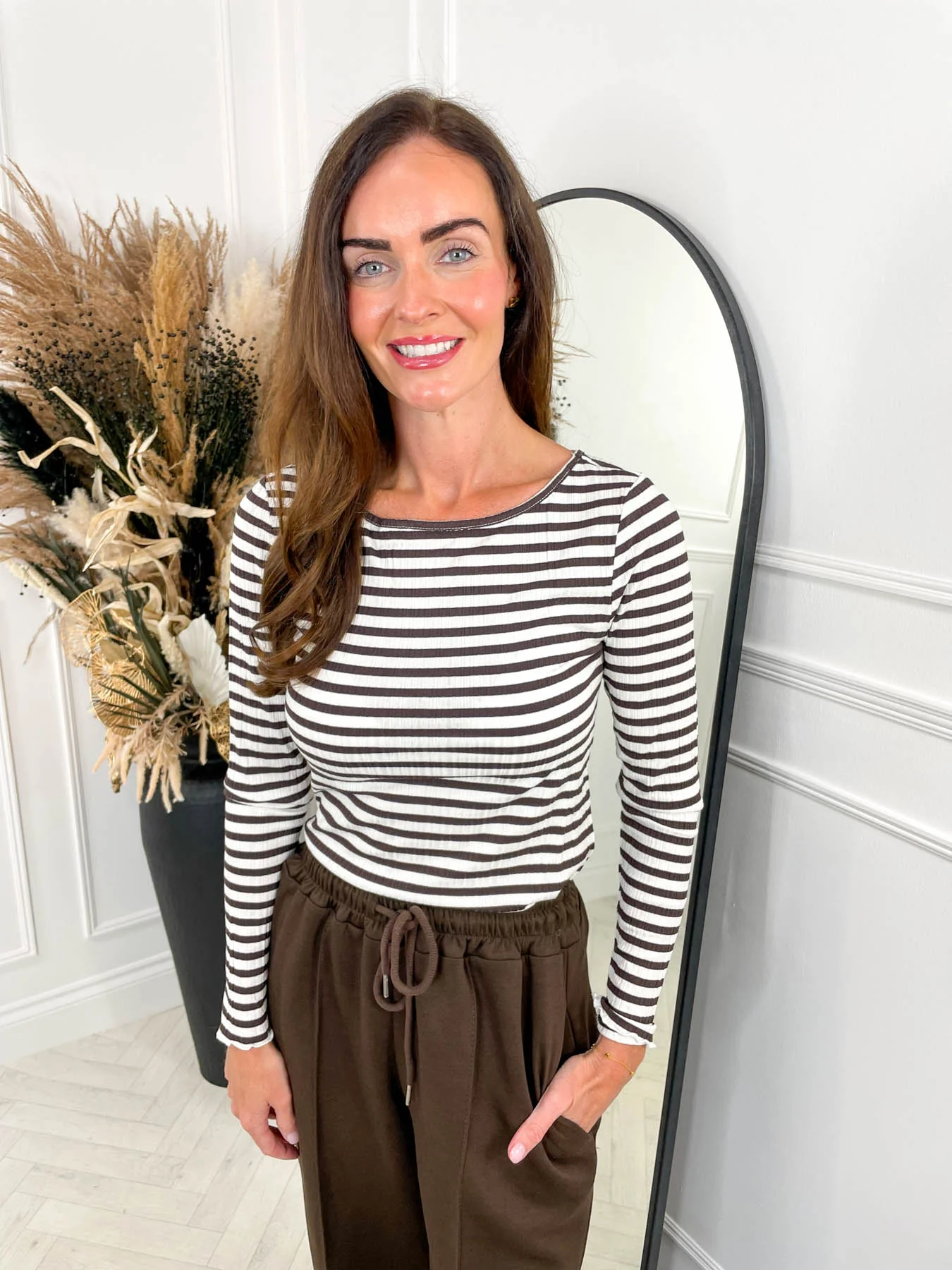 Cella Stripe Top - Brown - Image 2