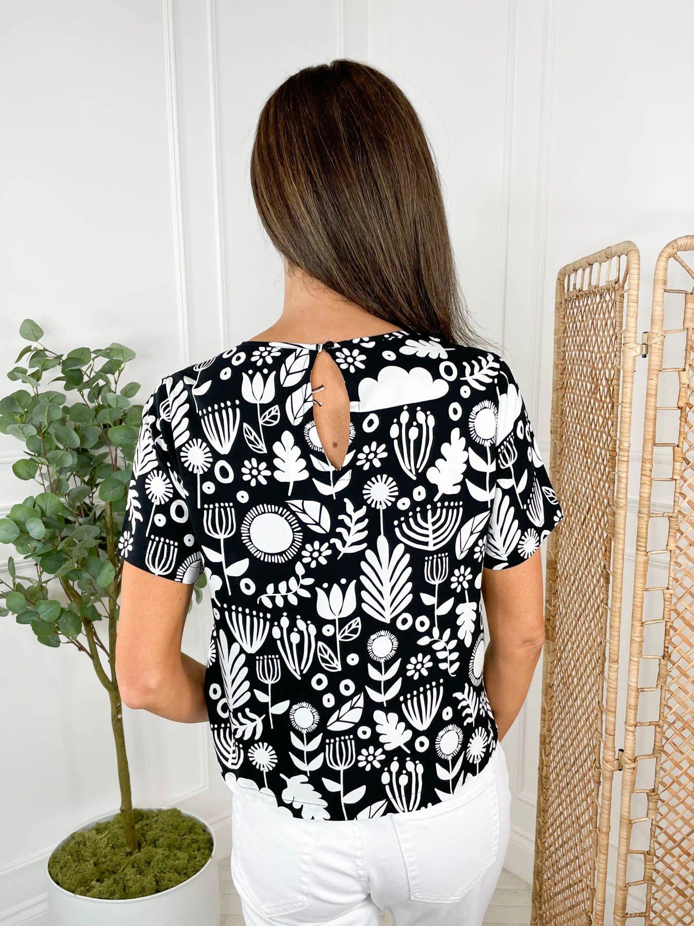 Christina Top - Monochrome Folk Floral by Sugarhill Brighton - Image 7