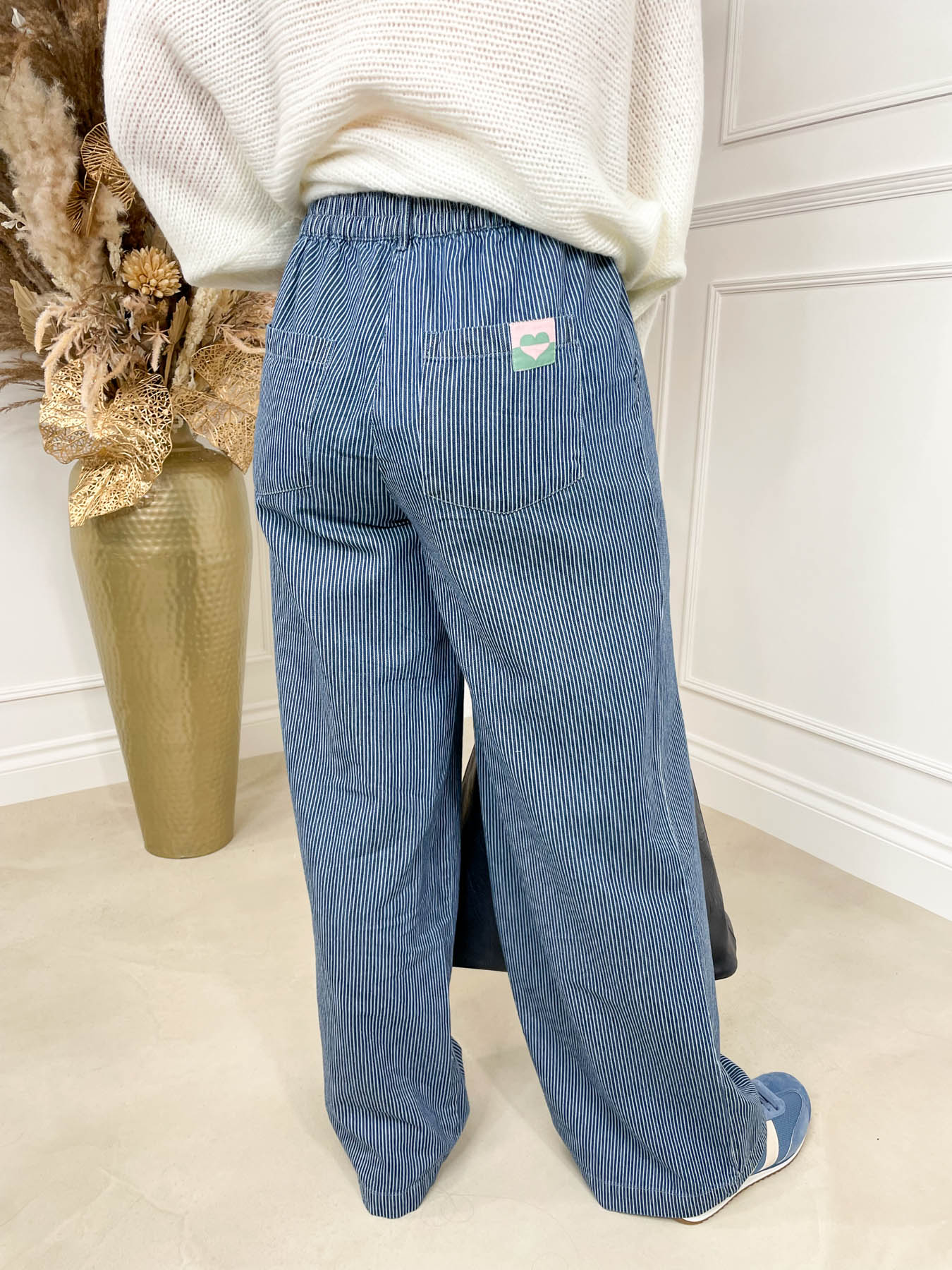 Fifi Wide Leg Trousers - Blue Stripe Denim by Sugarhill Brighton - Image 6