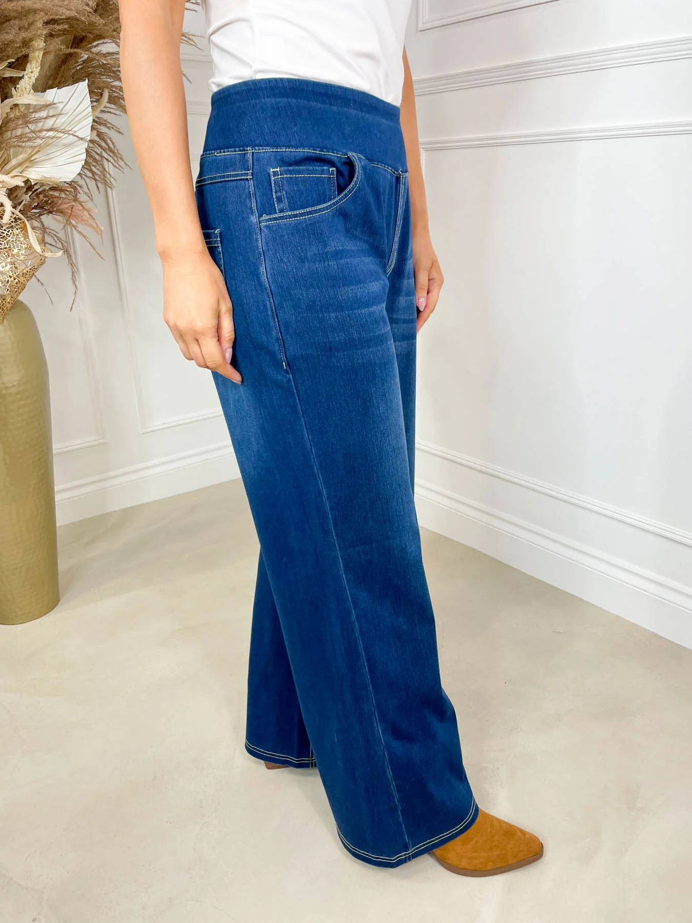 Fleur Wide Leg Jeans - Dark Denim - Image 6