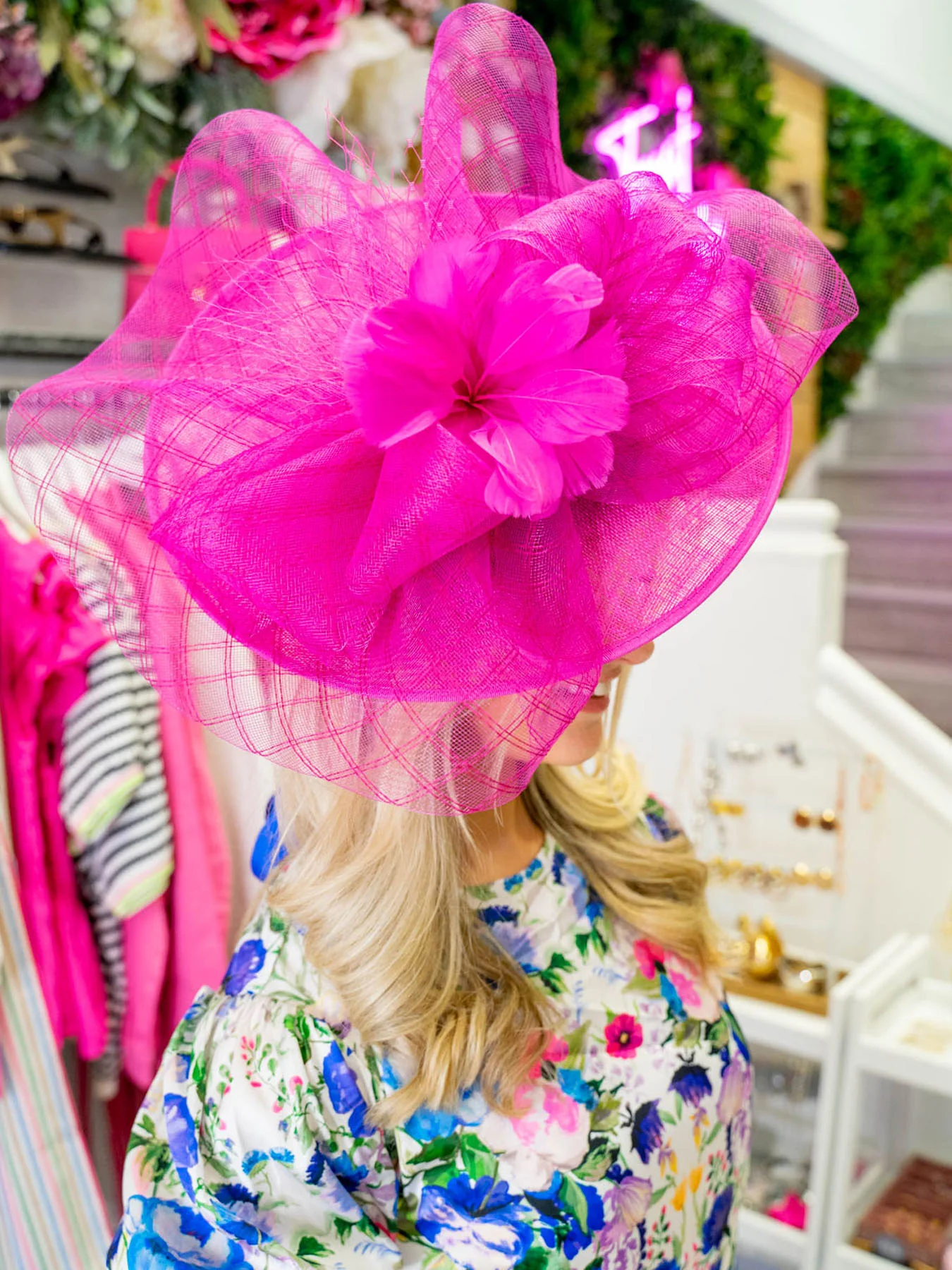 Flora Fascinator - Fuchsia - Image 3