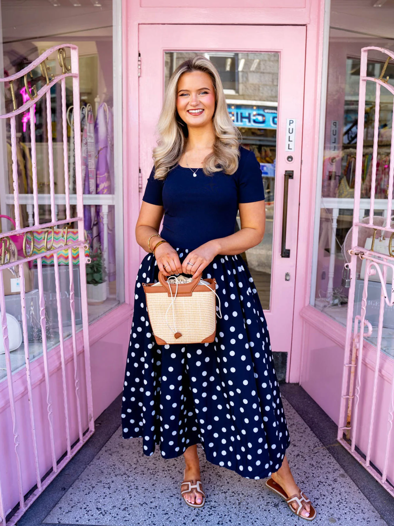 Francesca Dress - Navy Polka Dot - Image 2