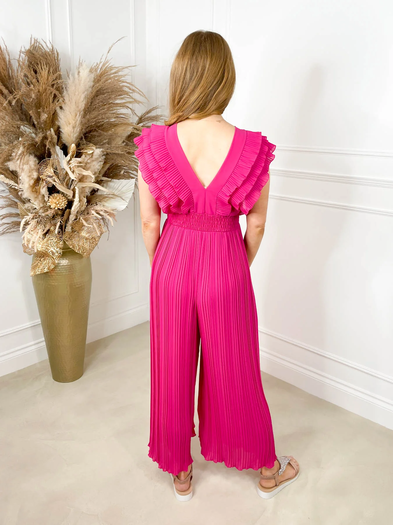 Freya Frill Jumpsuit - Fuchsia - Image 5