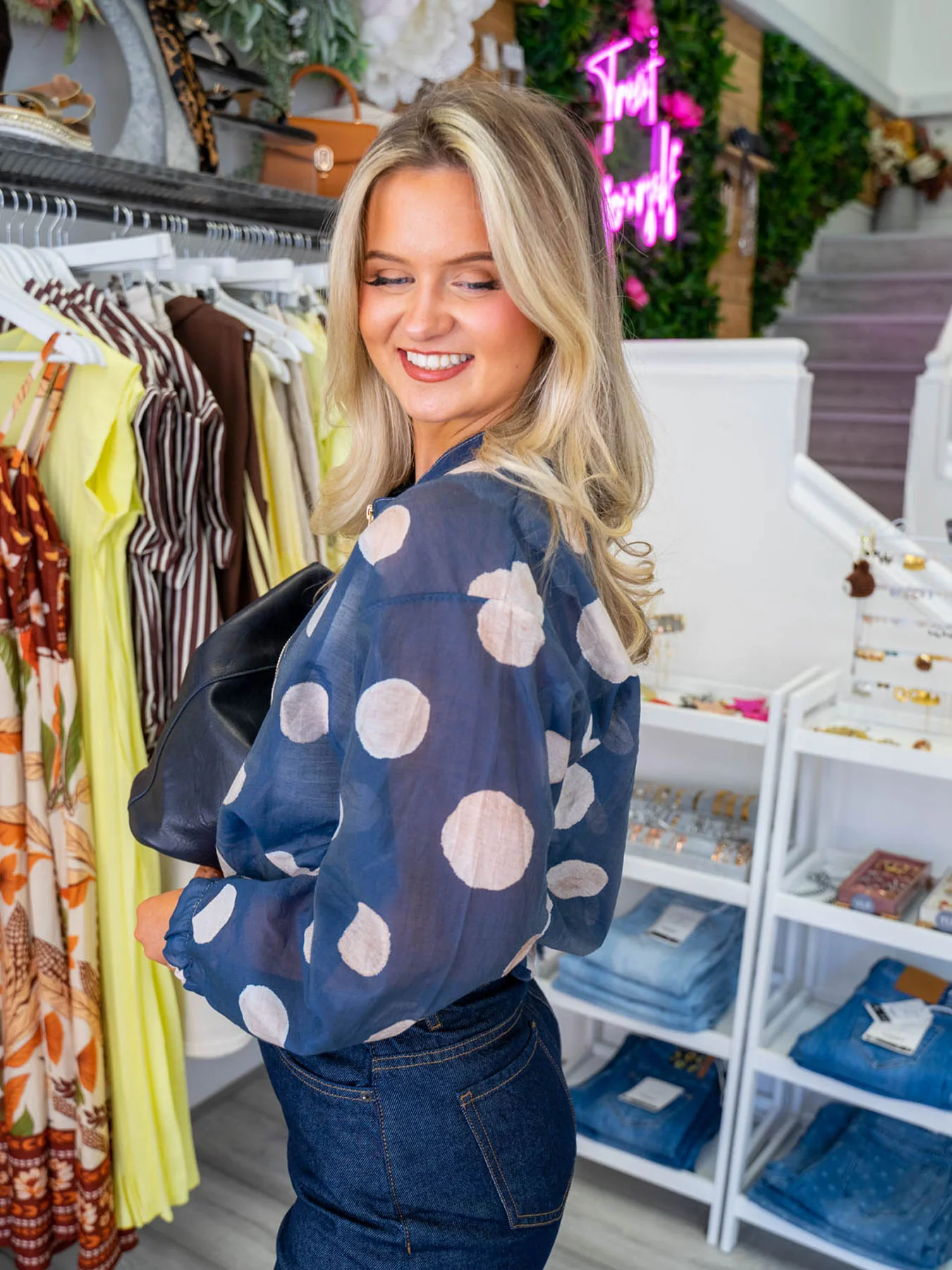 Ginny Polka Dot Jacket - Navy - Image 3