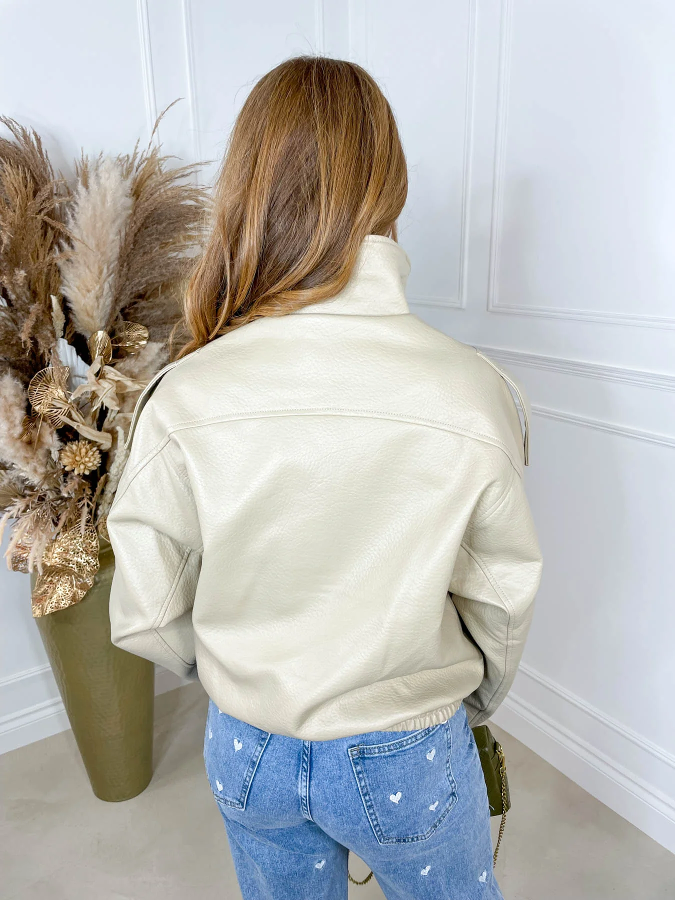 Goldie Leather Jacket - Beige - Image 6