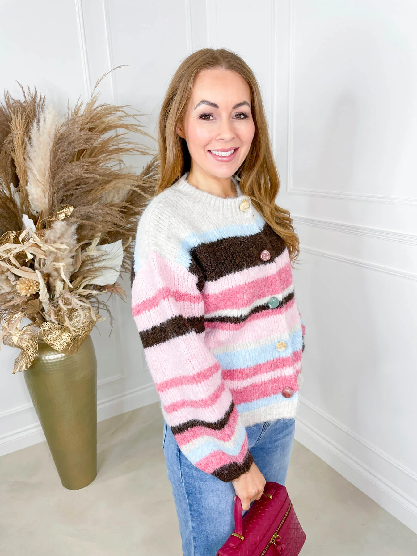 Janie Gemstone Cardigan - Multi Stripe - Image 7