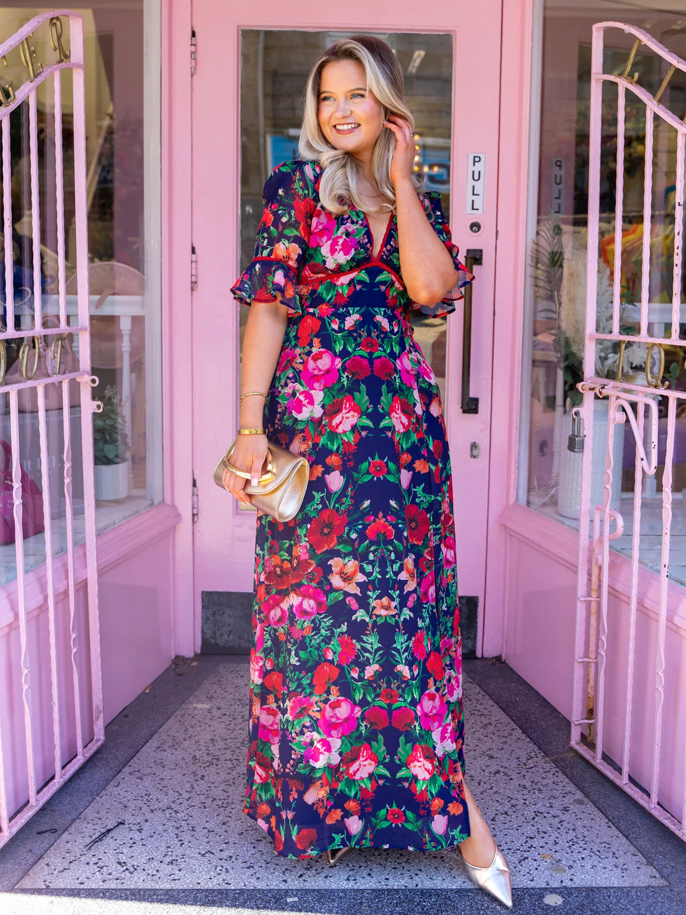 Jemma Dress BY HOPE & IVY- Navy Floral - Image 3