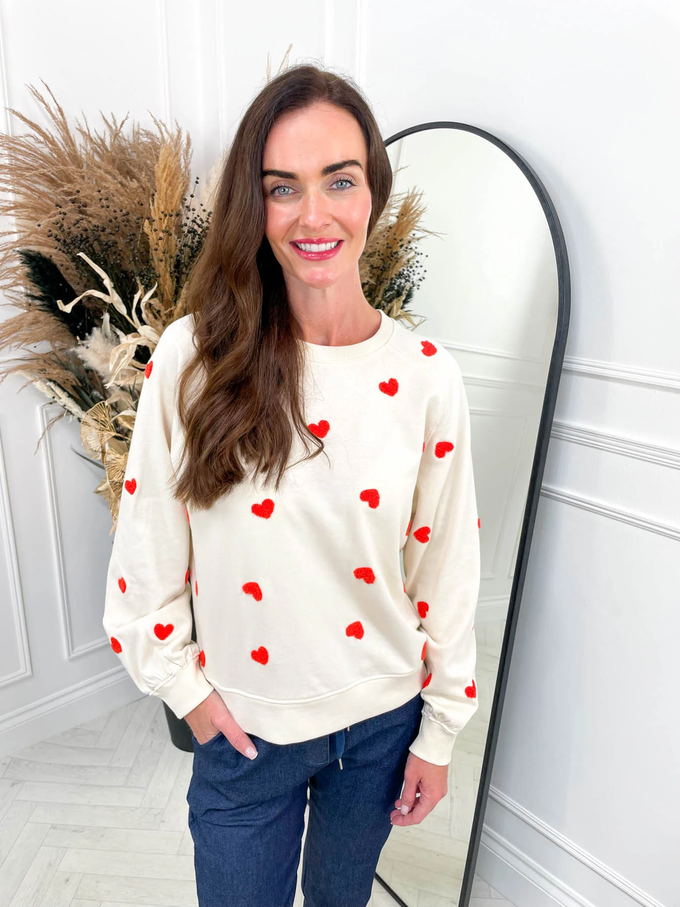 Kasa Sweatshirt - Orange Heart Print - Image 2