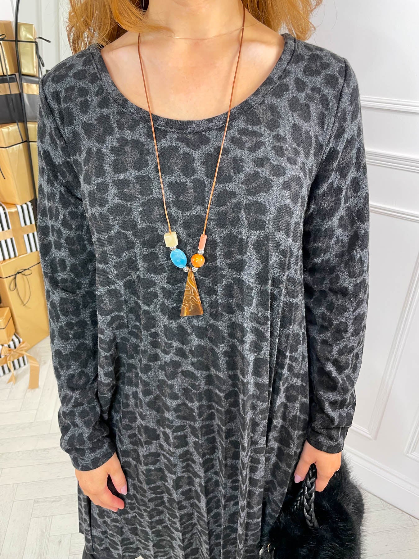 Katie Dress - Charcoal Leopard - Image 6