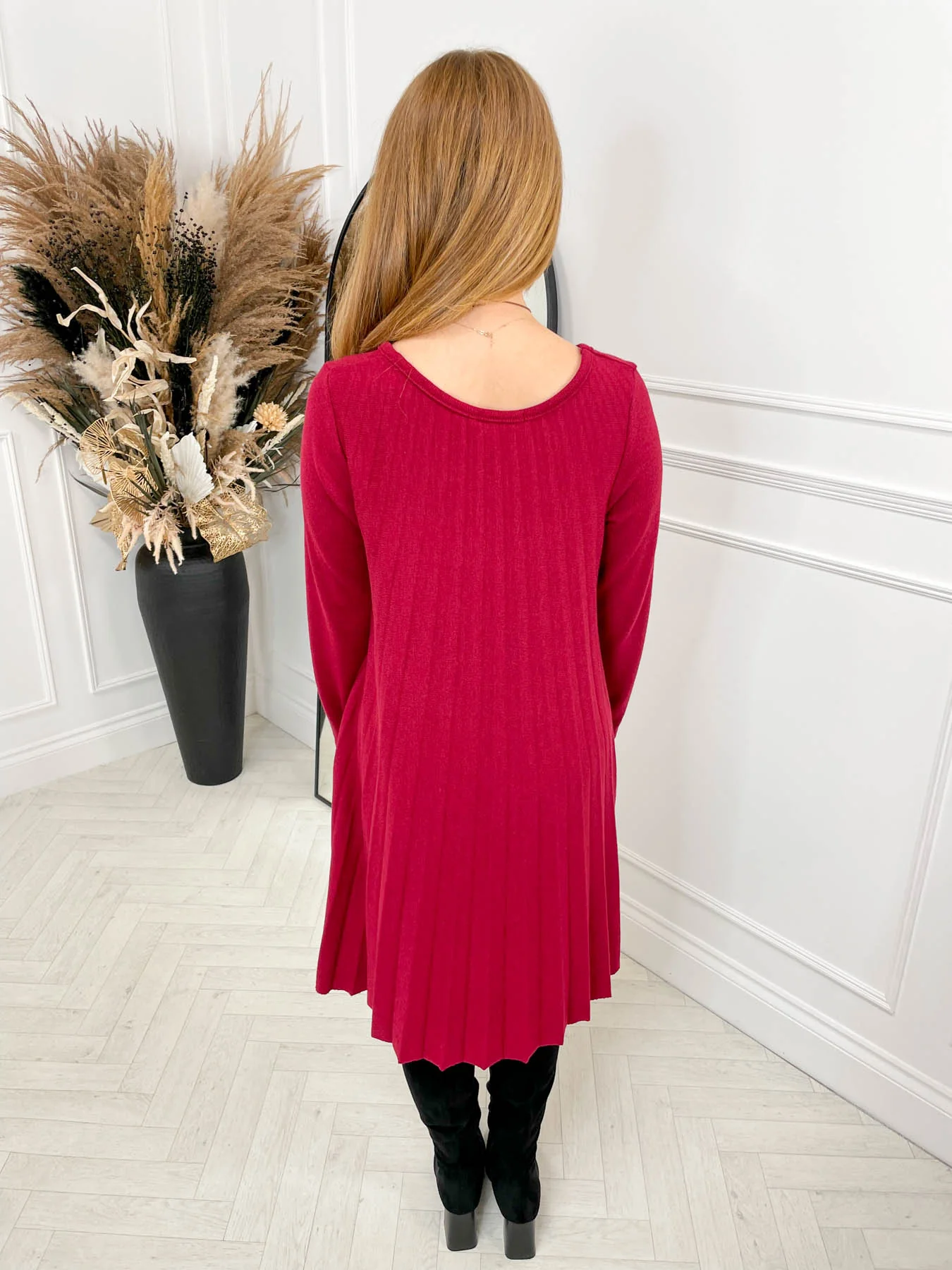 Katie Knitted Dress - Wine - Image 4