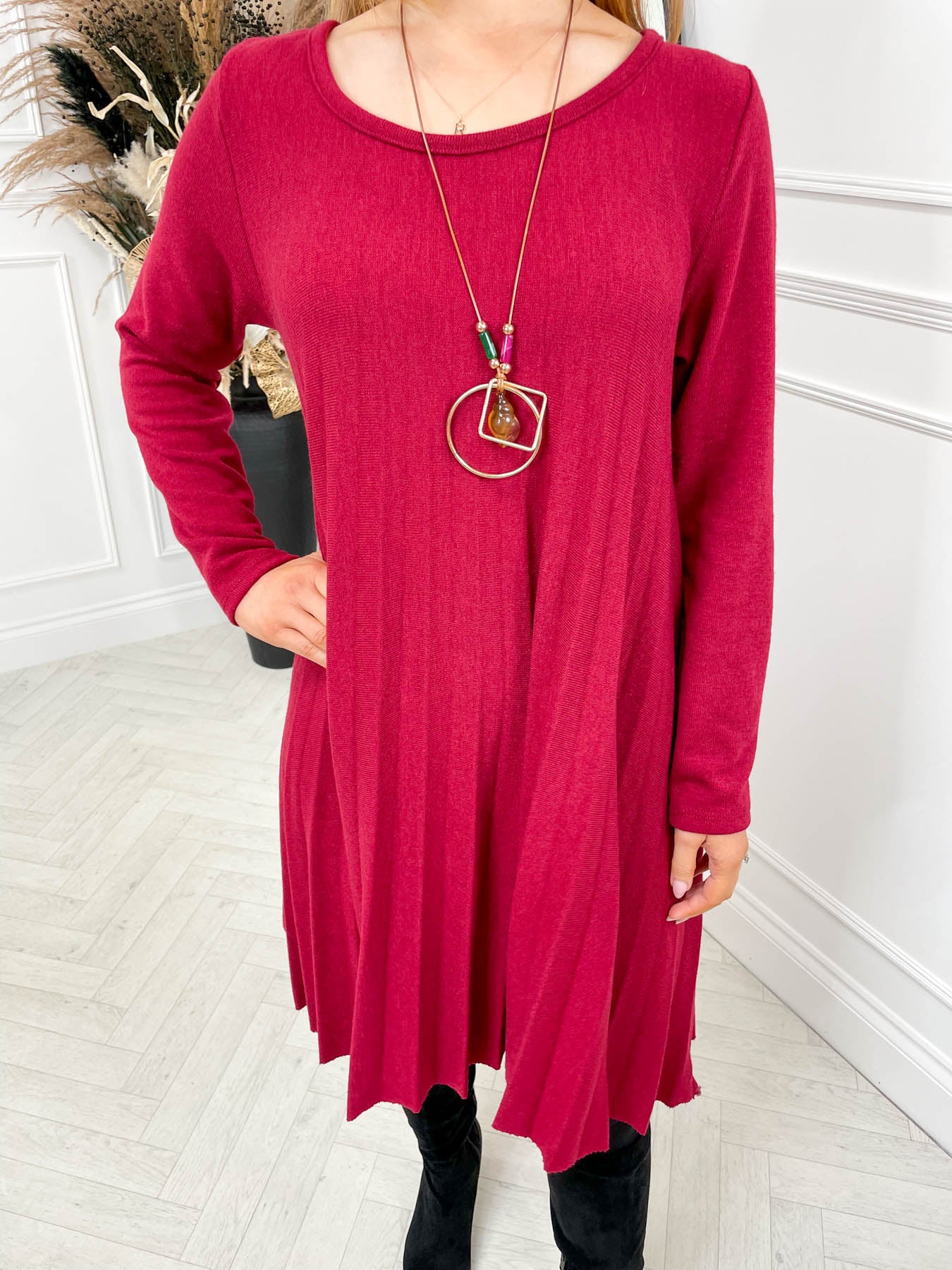 Katie Knitted Dress - Wine - Image 6