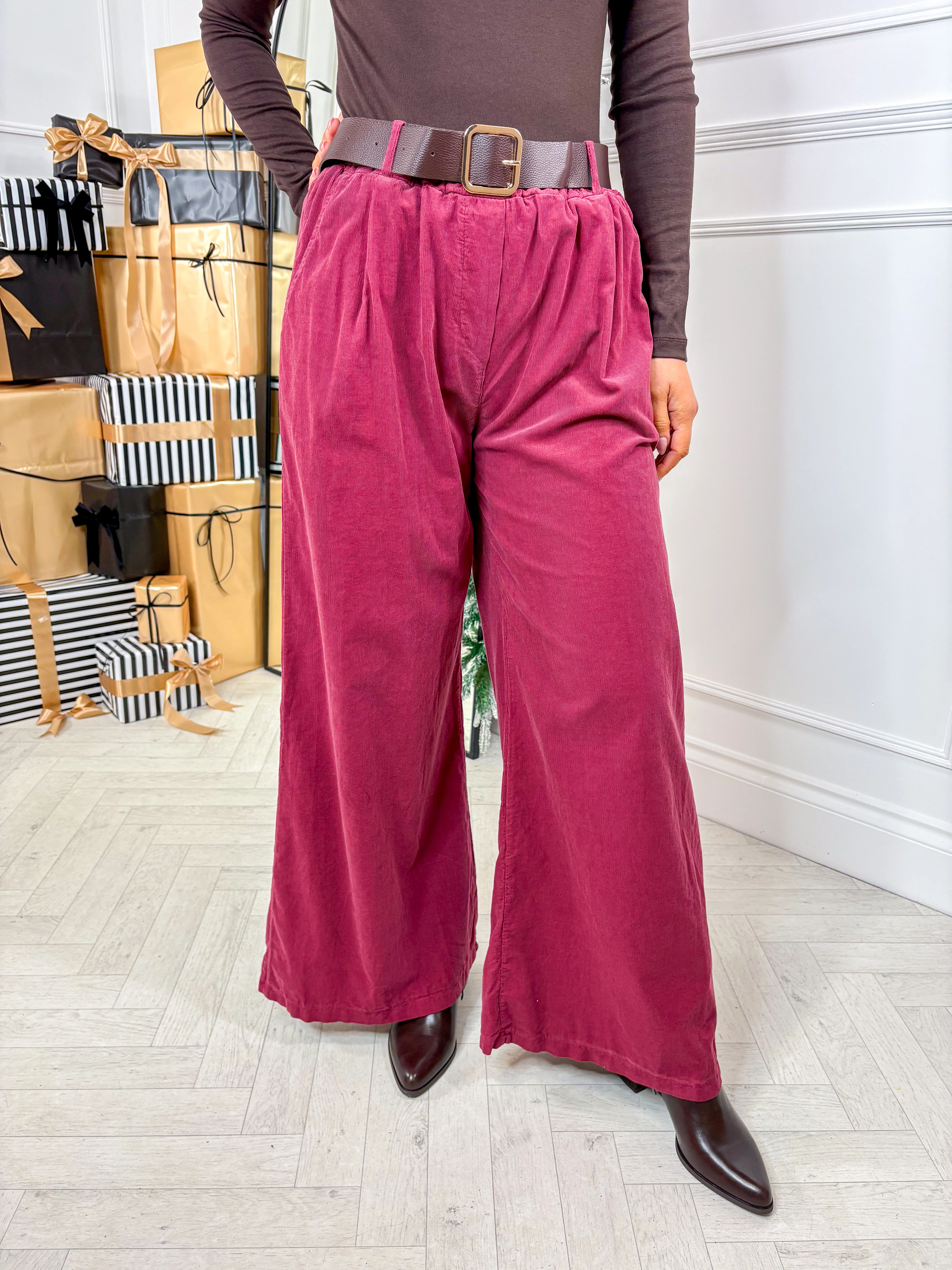 Laney Belted Trousers - Berry - Image 2