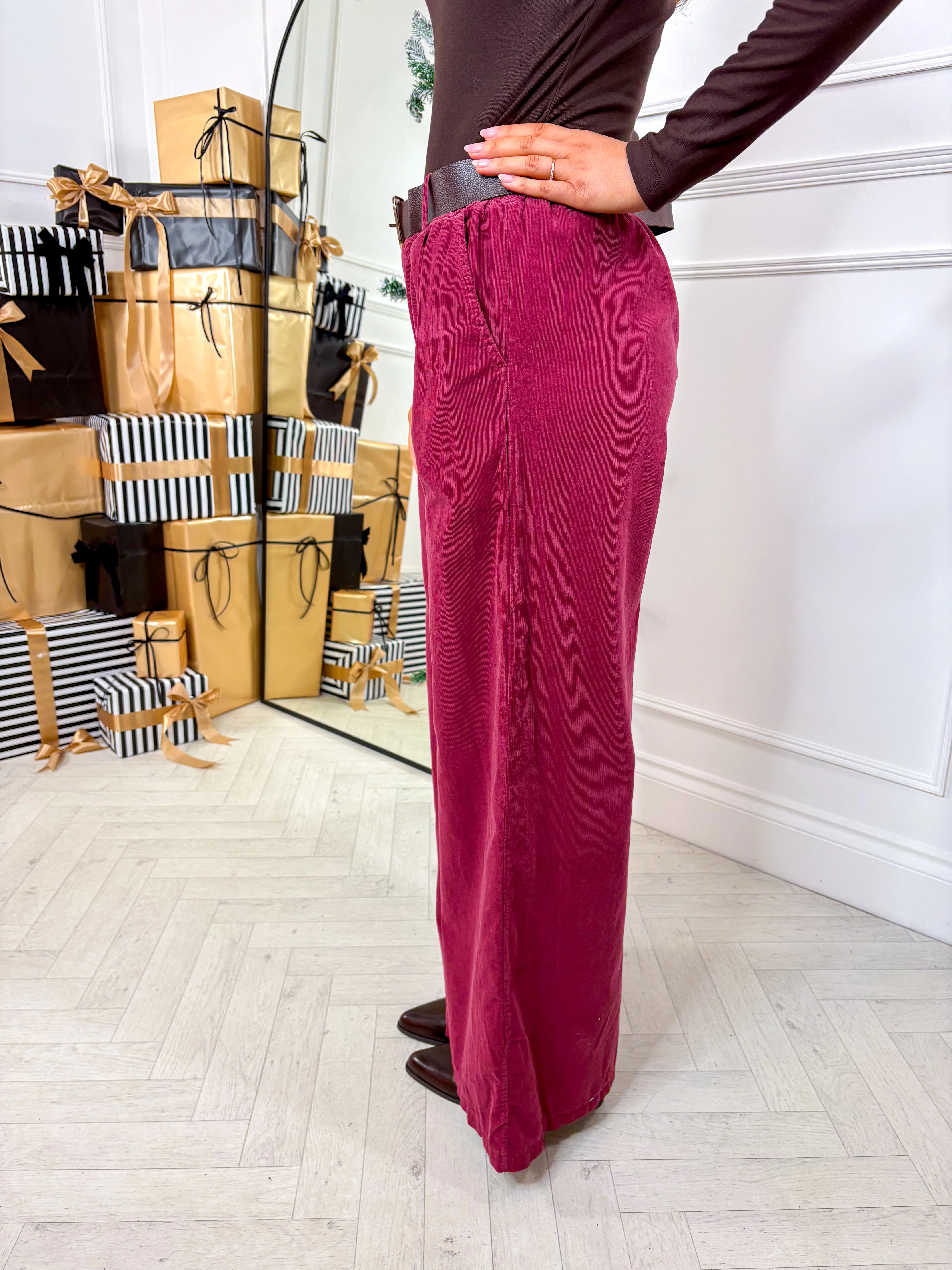 Laney Belted Trousers - Berry - Image 3