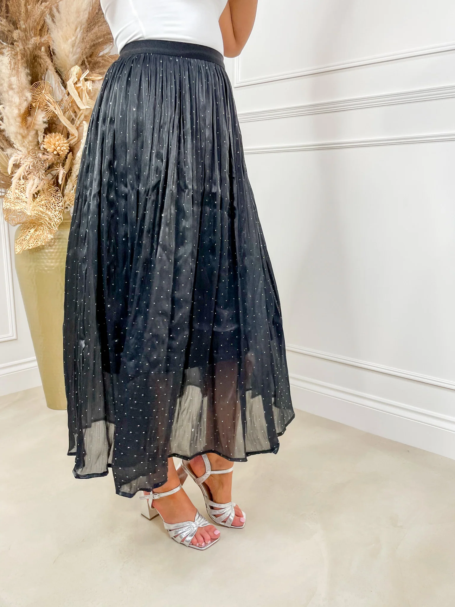 Liberty Diamanté Midi Skirt - Black - Image 7