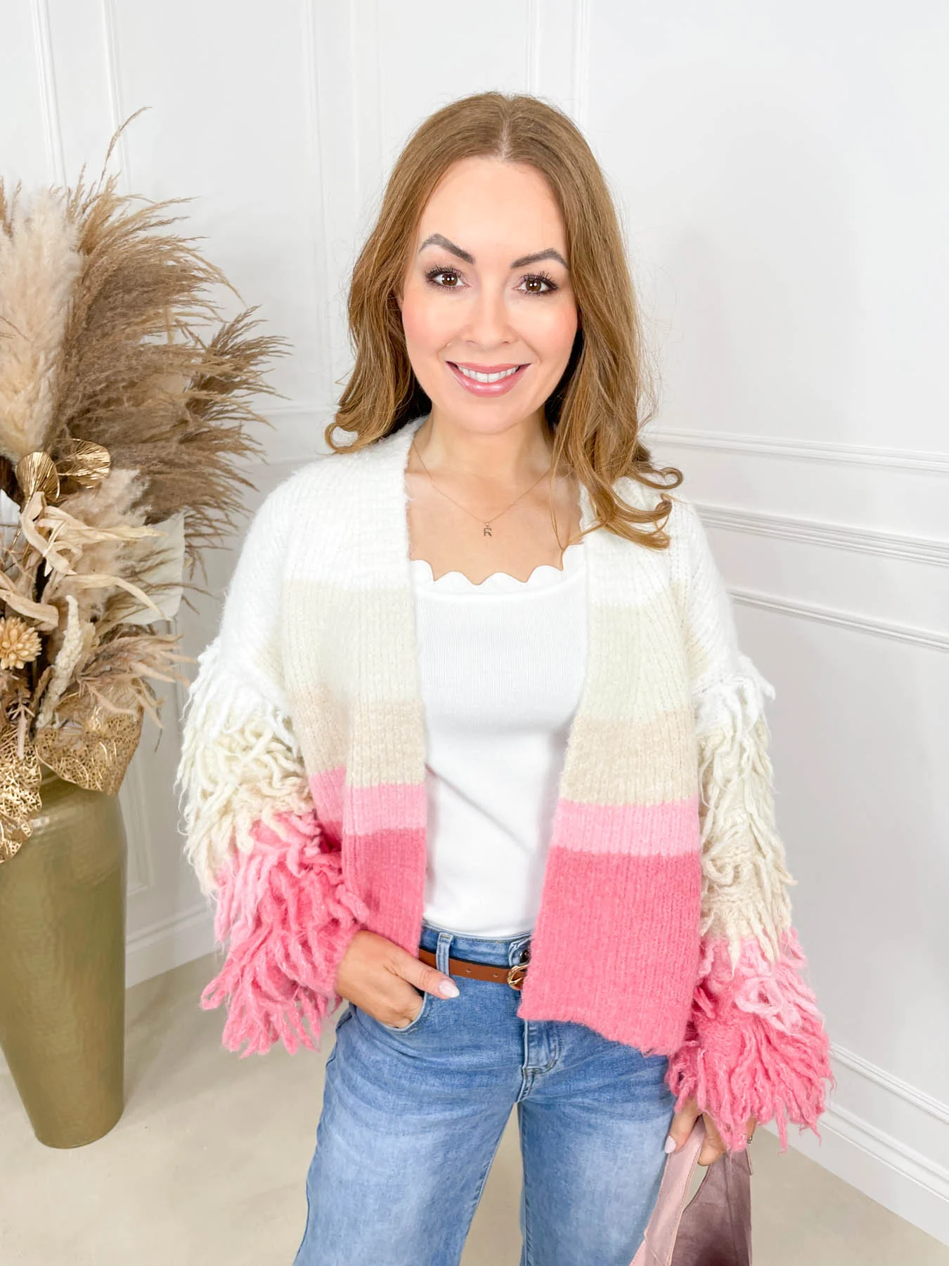 Lily Fringe Cardigan - Pink - Image 3