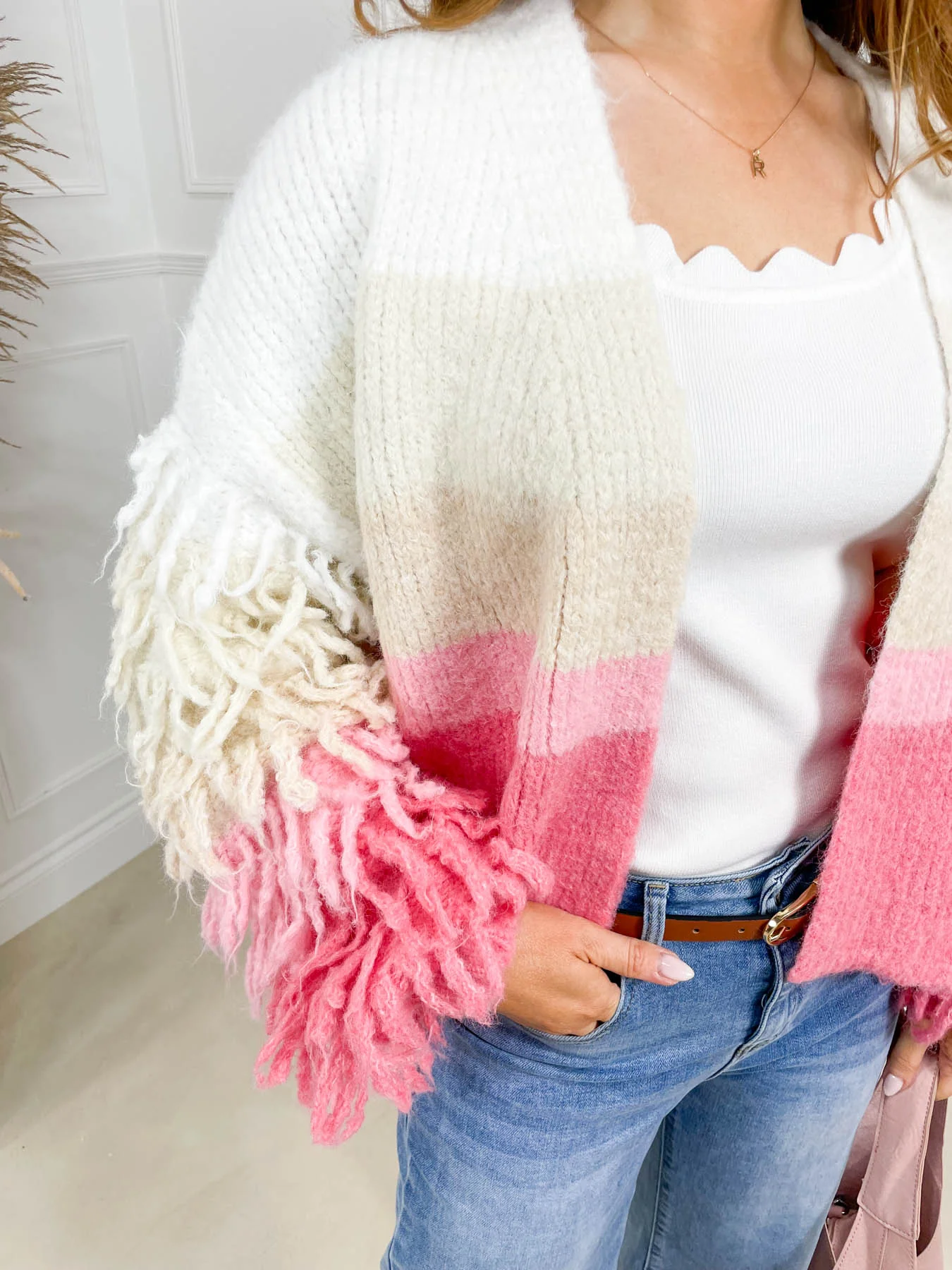 Lily Fringe Cardigan - Pink - Image 4