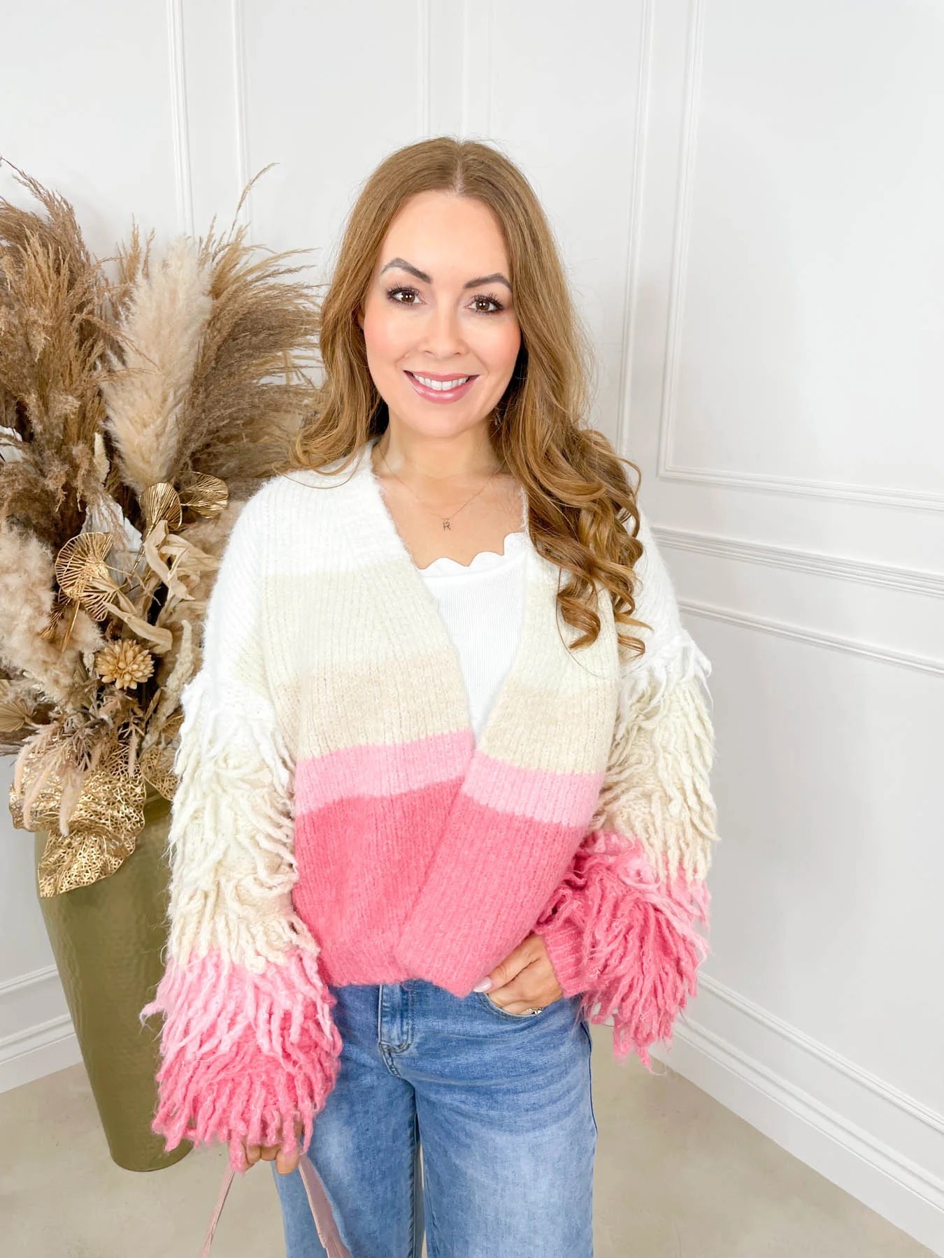 Lily Fringe Cardigan - Pink - Image 6