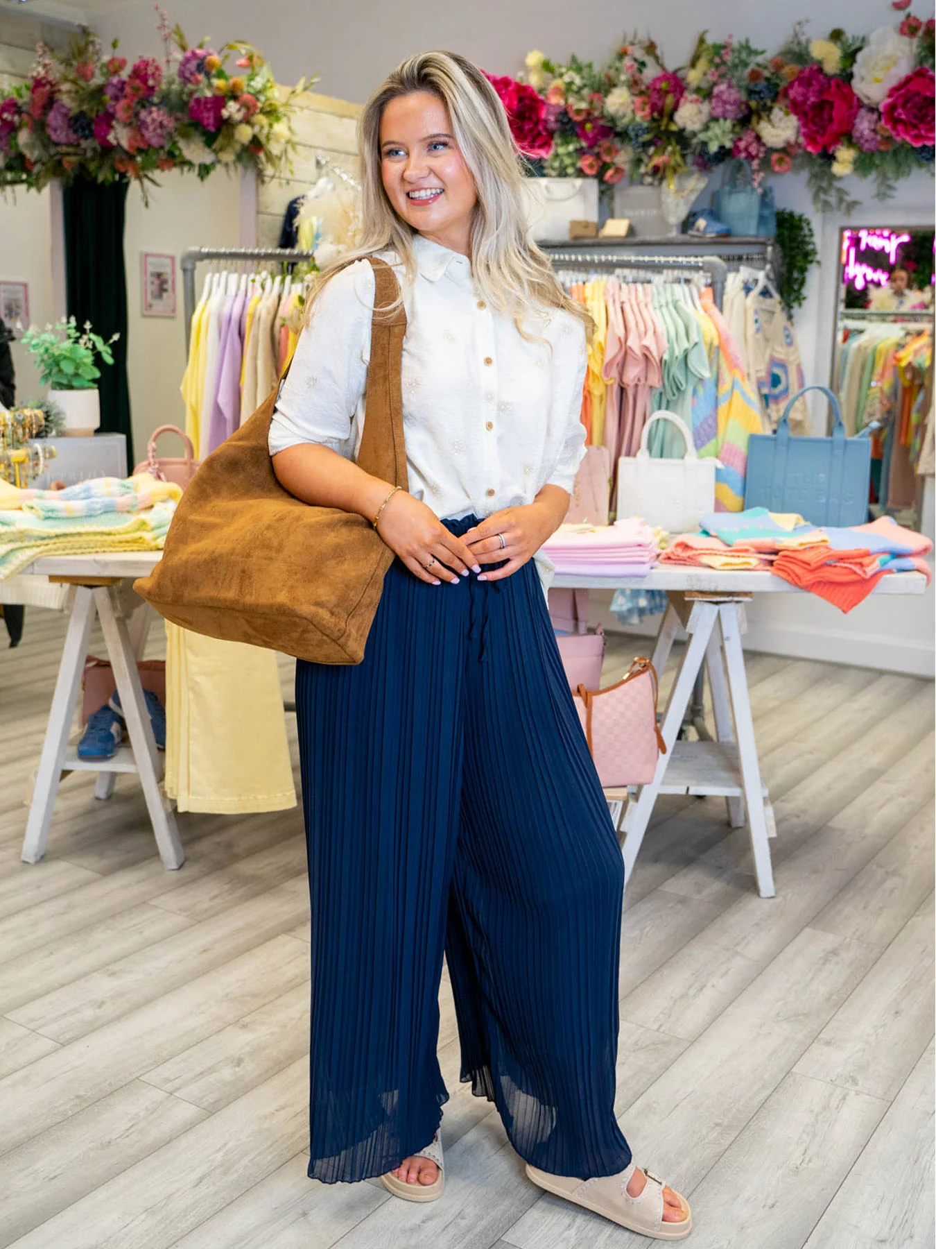 Louisa Pleated Trouser - Navy