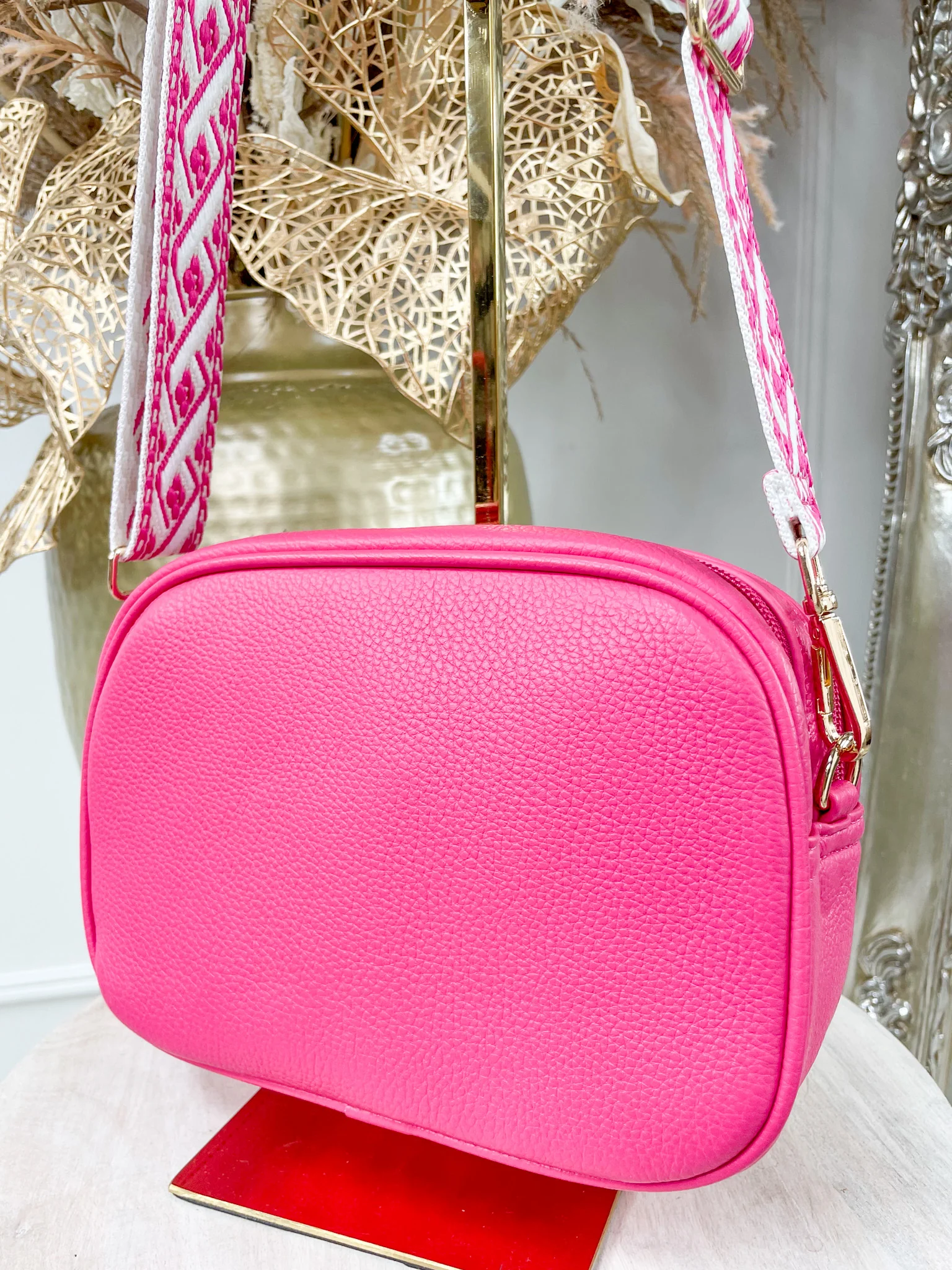 Lucy Double Zip Bag - Fuchsia - Image 3