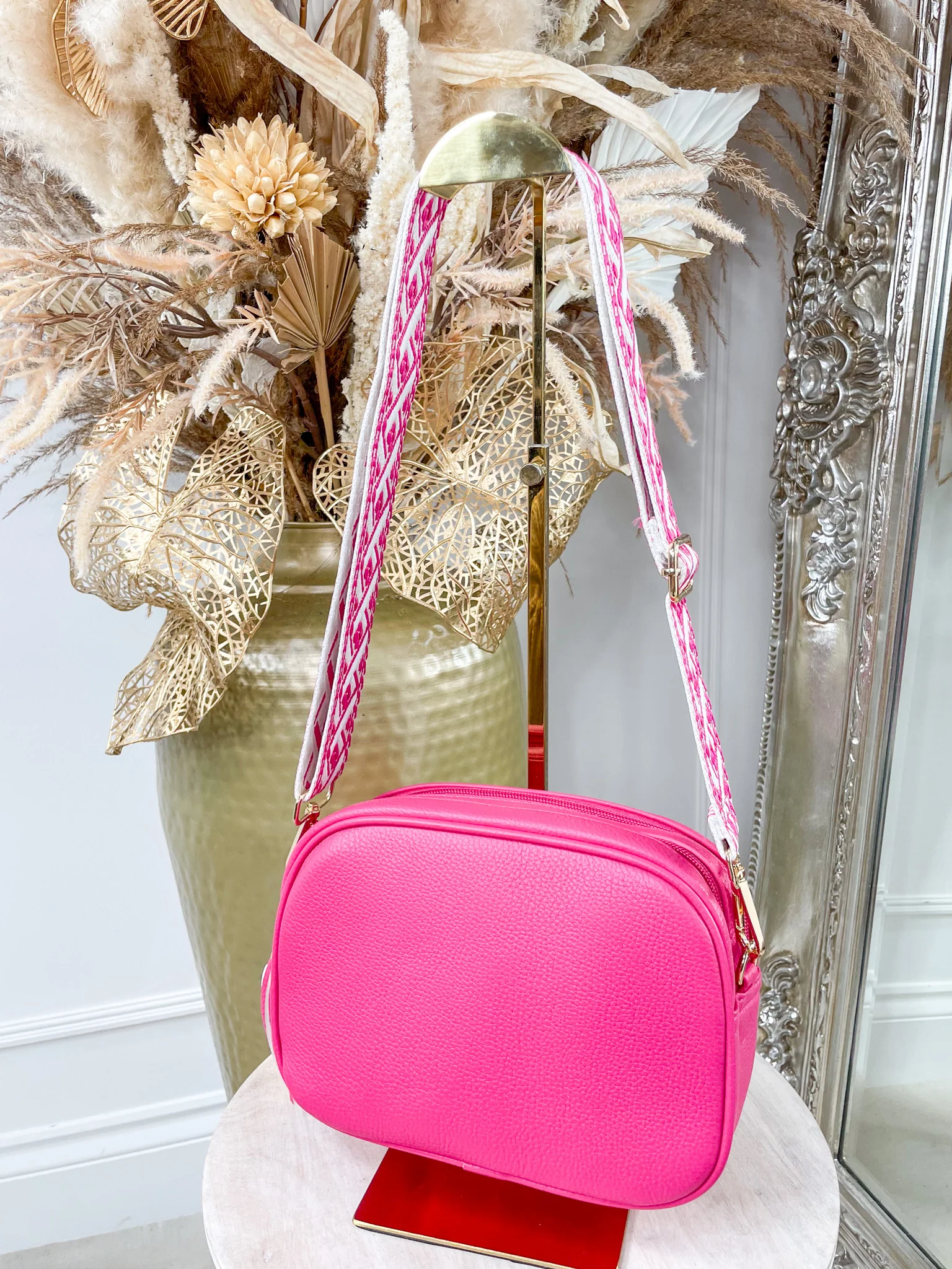 Lucy Double Zip Bag - Fuchsia - Image 4