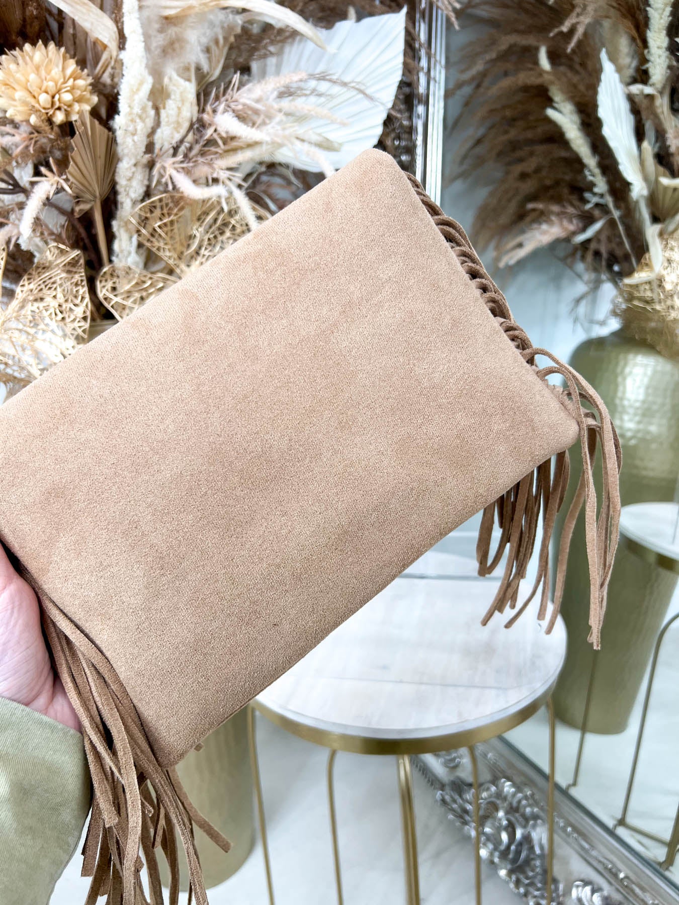 Lux Suede Clutch - Tan - Image 4