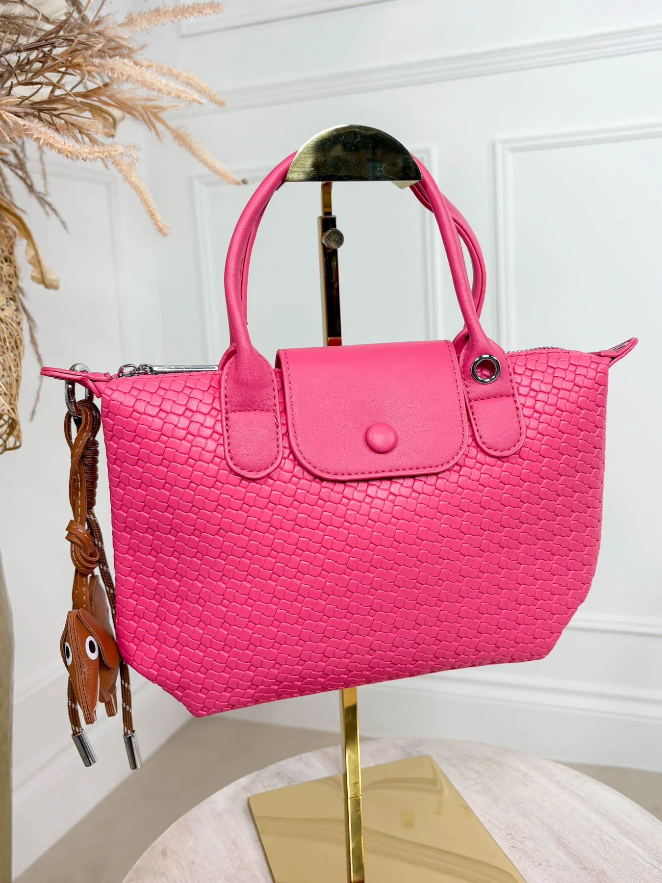 Maisie Woven Bag - Fuchsia - Image 2
