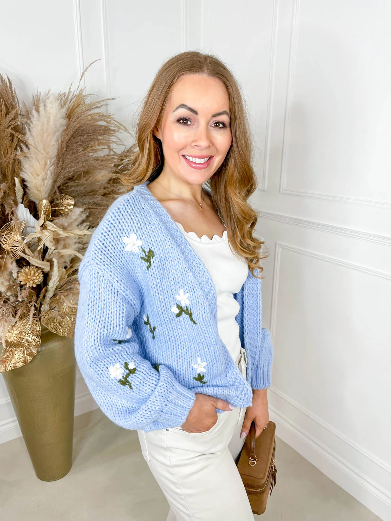 Meadow Chunky Knit Cardigan - Baby Blue - Image 3