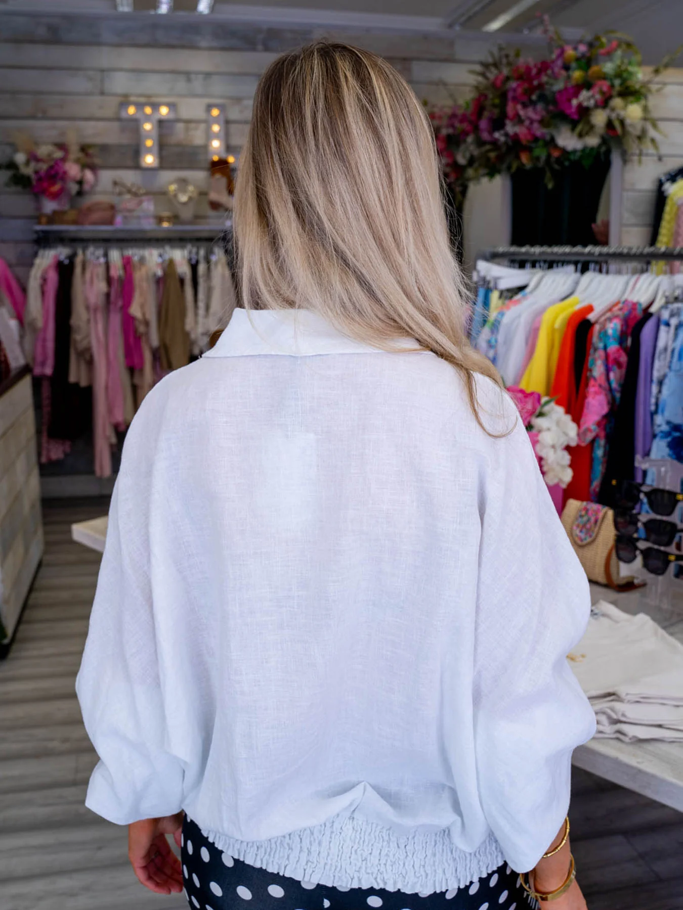 Mimi Linen Blend Oversized Shirt- white - Image 4