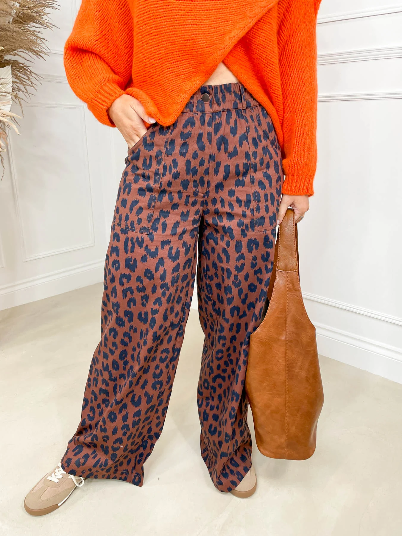 Nica Wide Leg Trousers - Rust Ikat Leopard by Sugarhill Brighton - Image 3