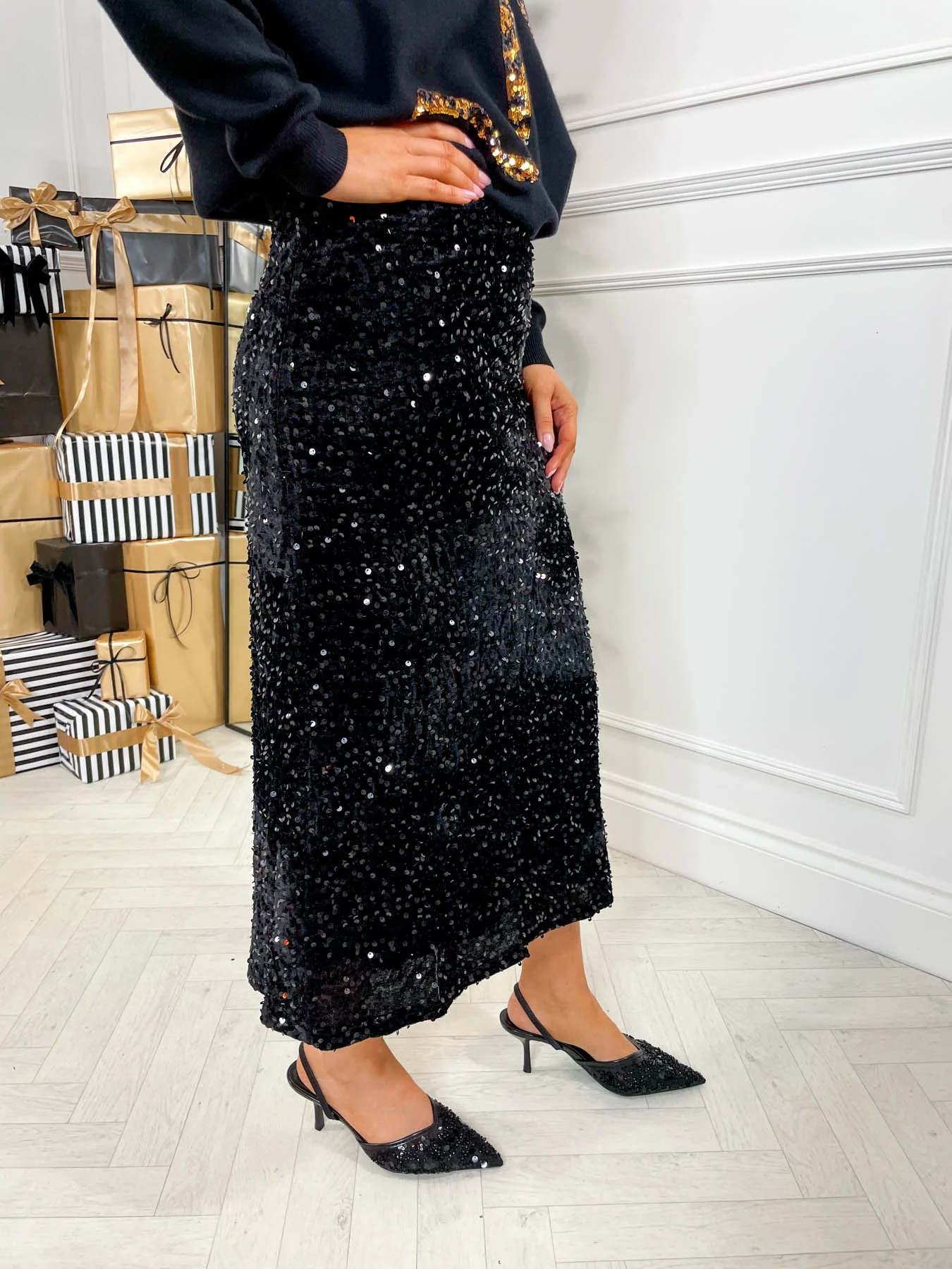 Nova Midi Skirt - Black - Image 3