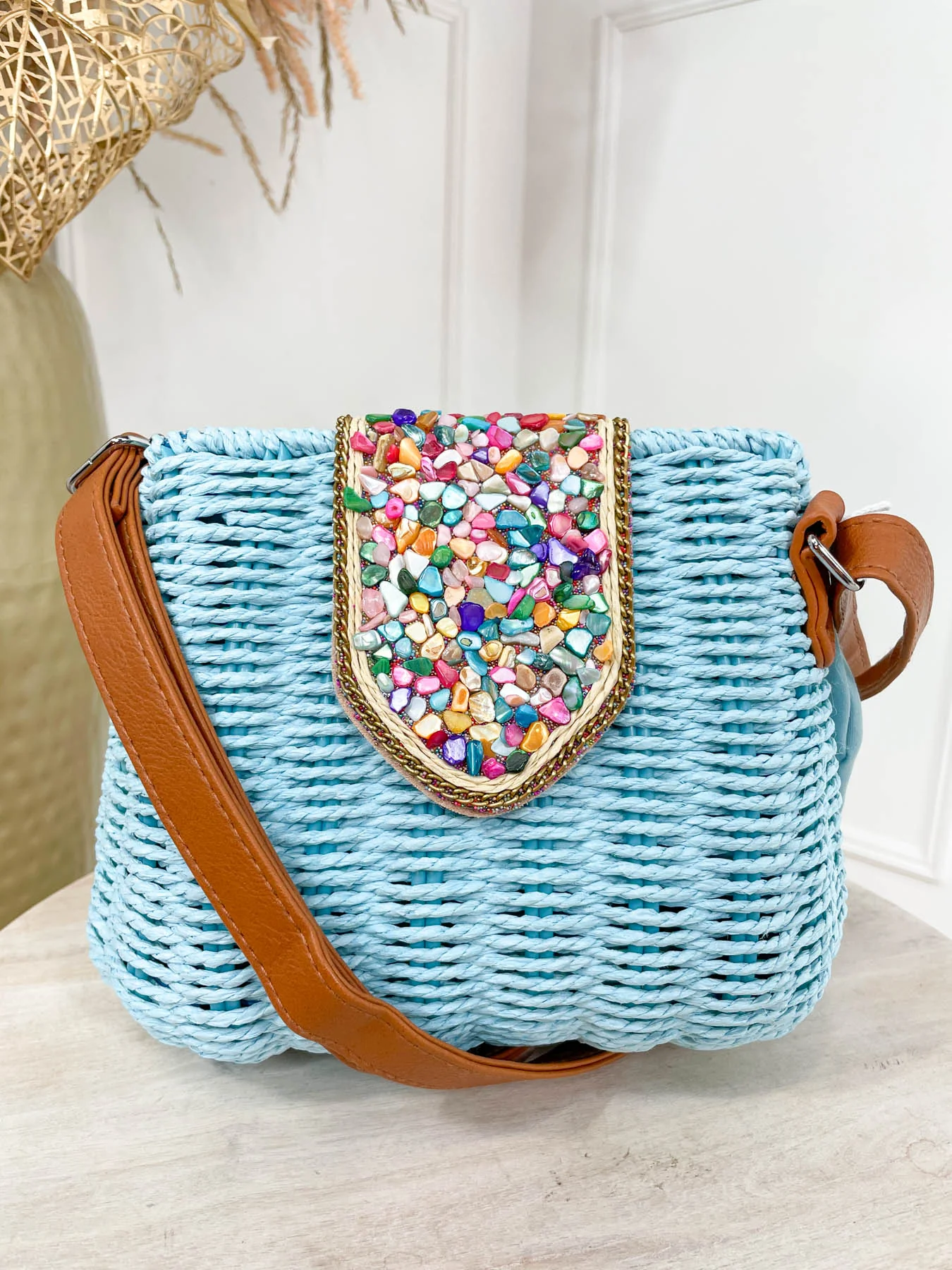 Pebbles Woven Bag - Blue
