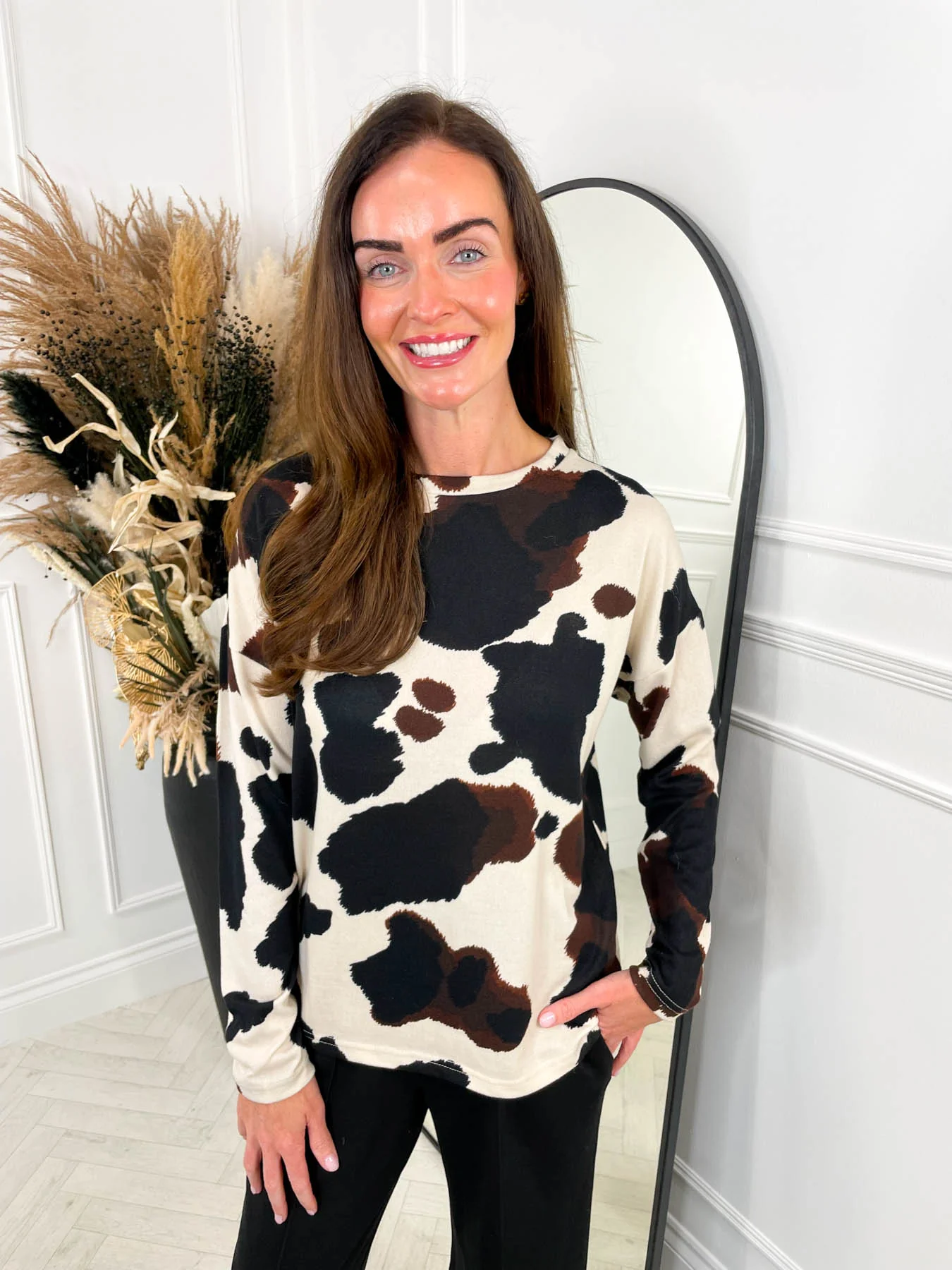 Pippa Knit- Brown Cow Print - Image 2