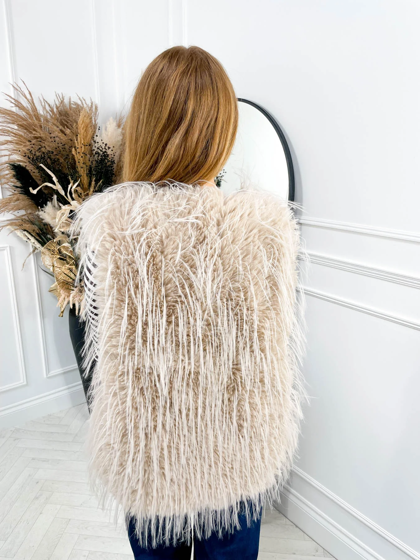 Portia Fur Gilet - Beige - Image 6