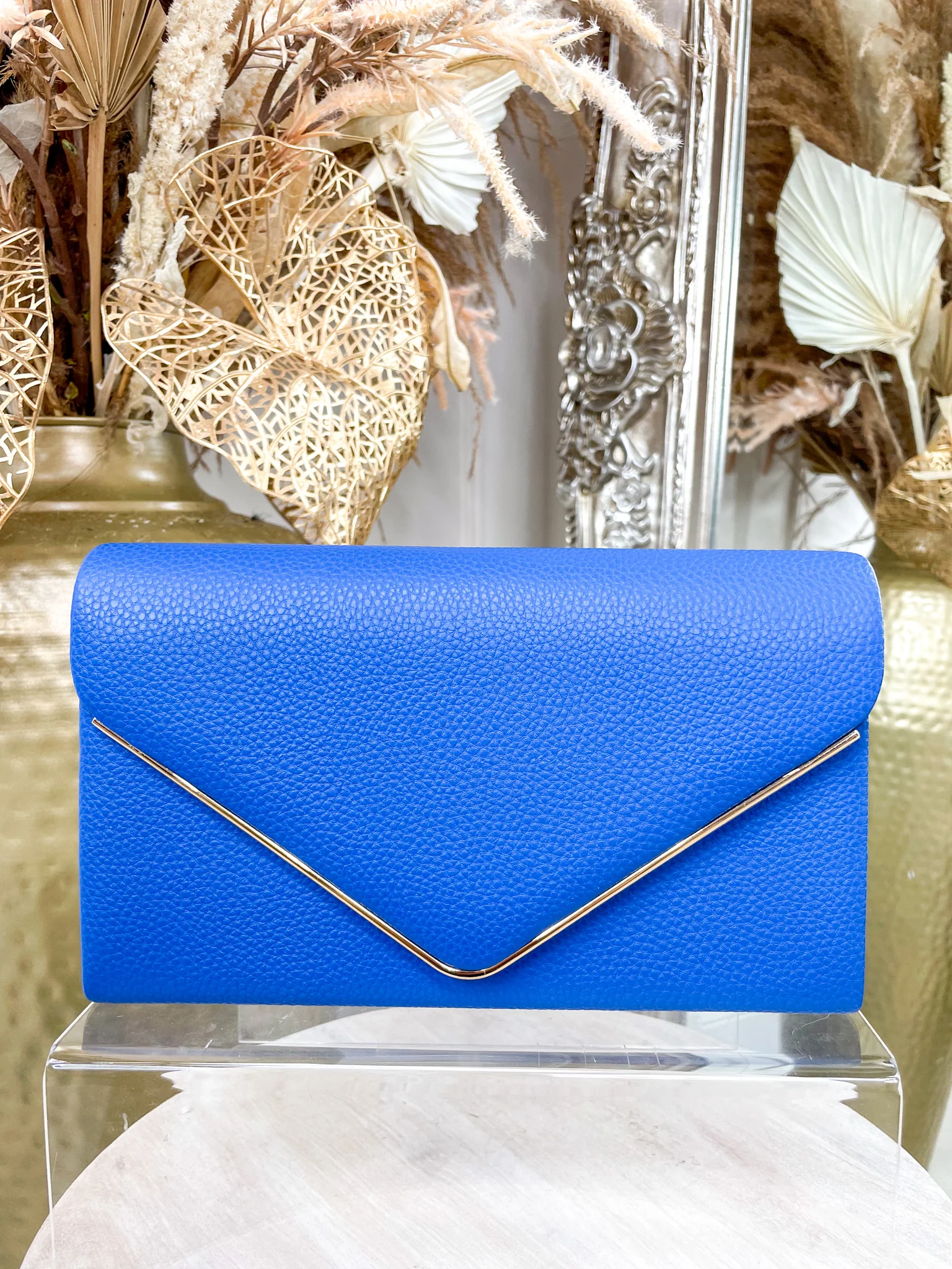 Riley Faux Leather Clutch - Cobalt Blue - Image 3