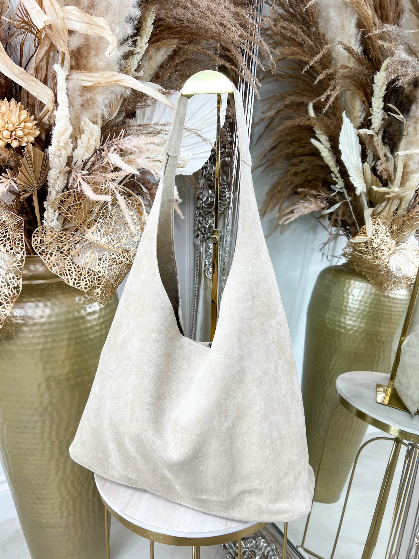 Soho Suedette Shoulder Bag - Beige