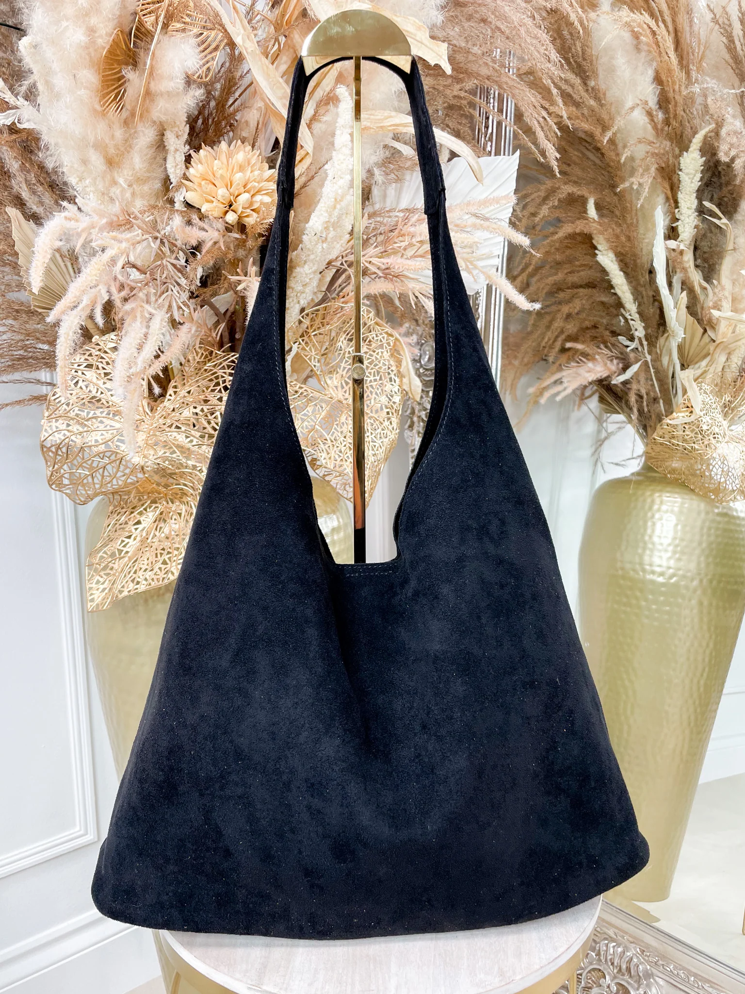 Soho Suedette Shoulder Bag - Black