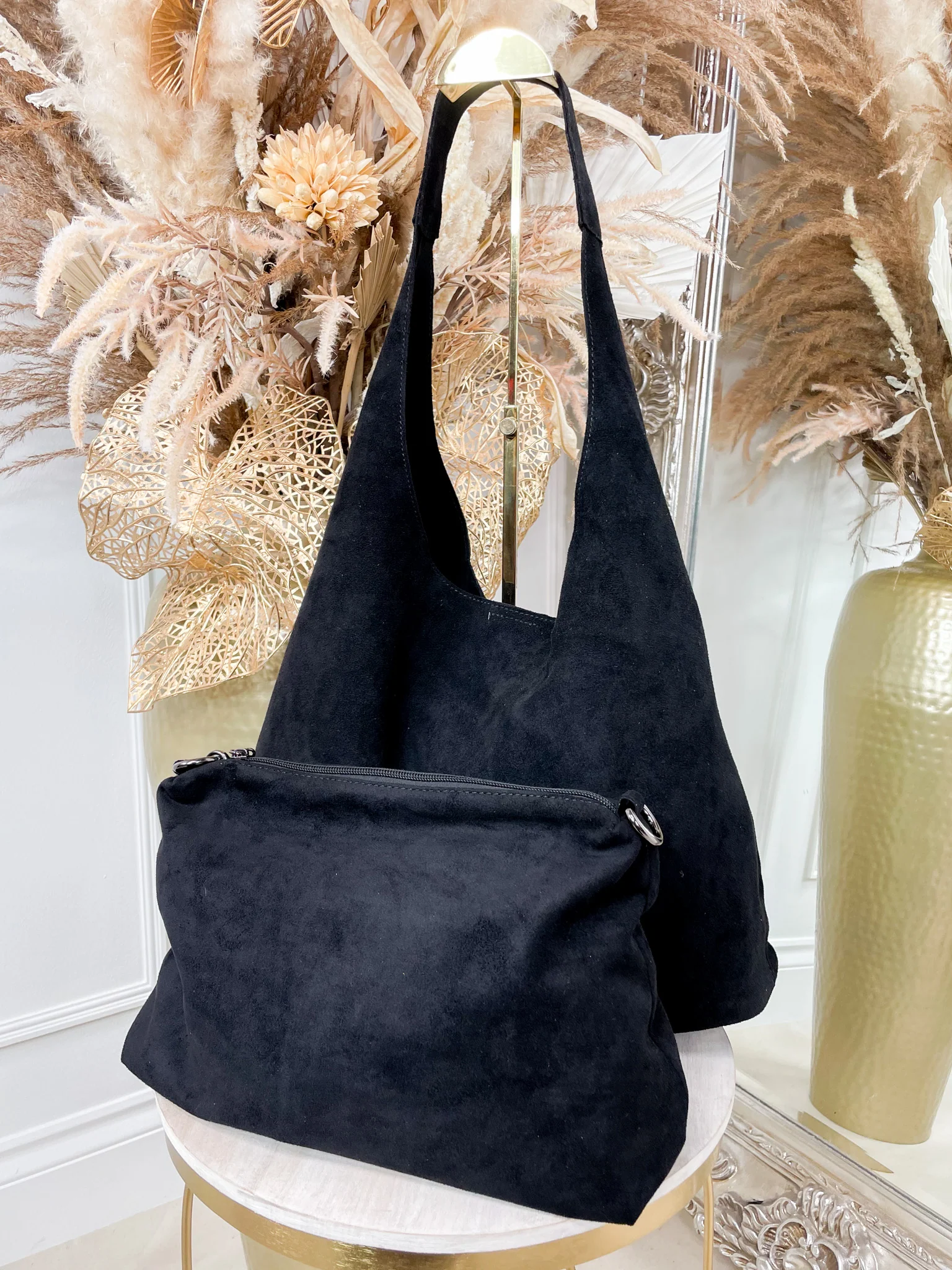 Soho Suedette Shoulder Bag - Black - Image 2