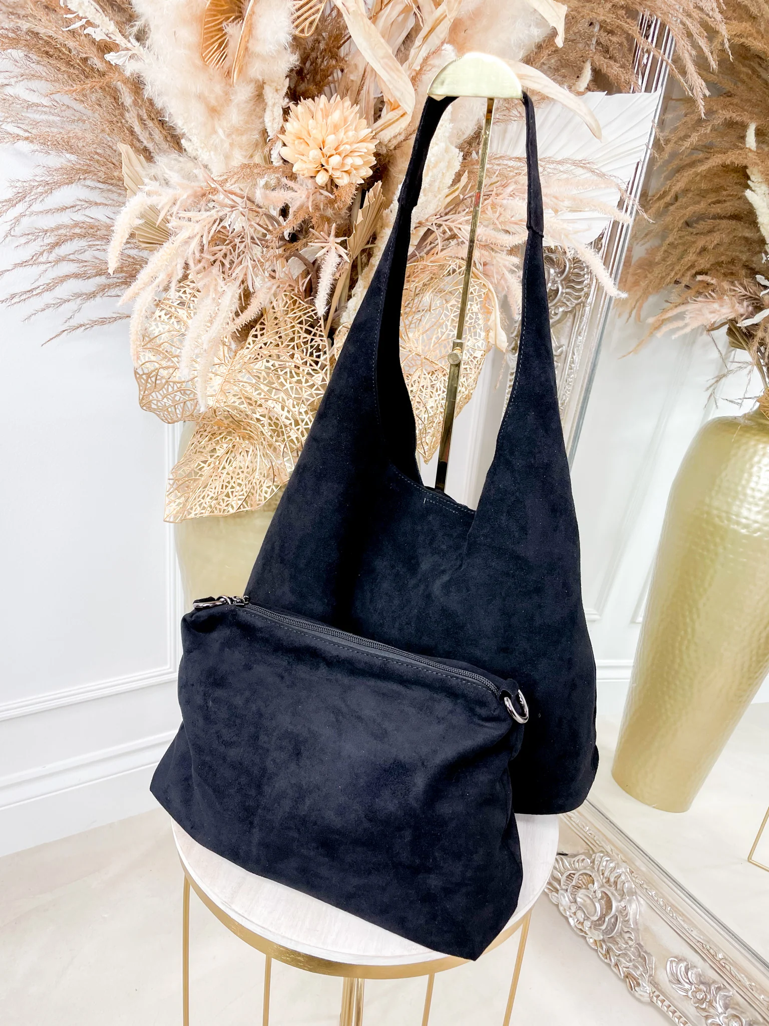 Soho Suedette Shoulder Bag - Black - Image 3
