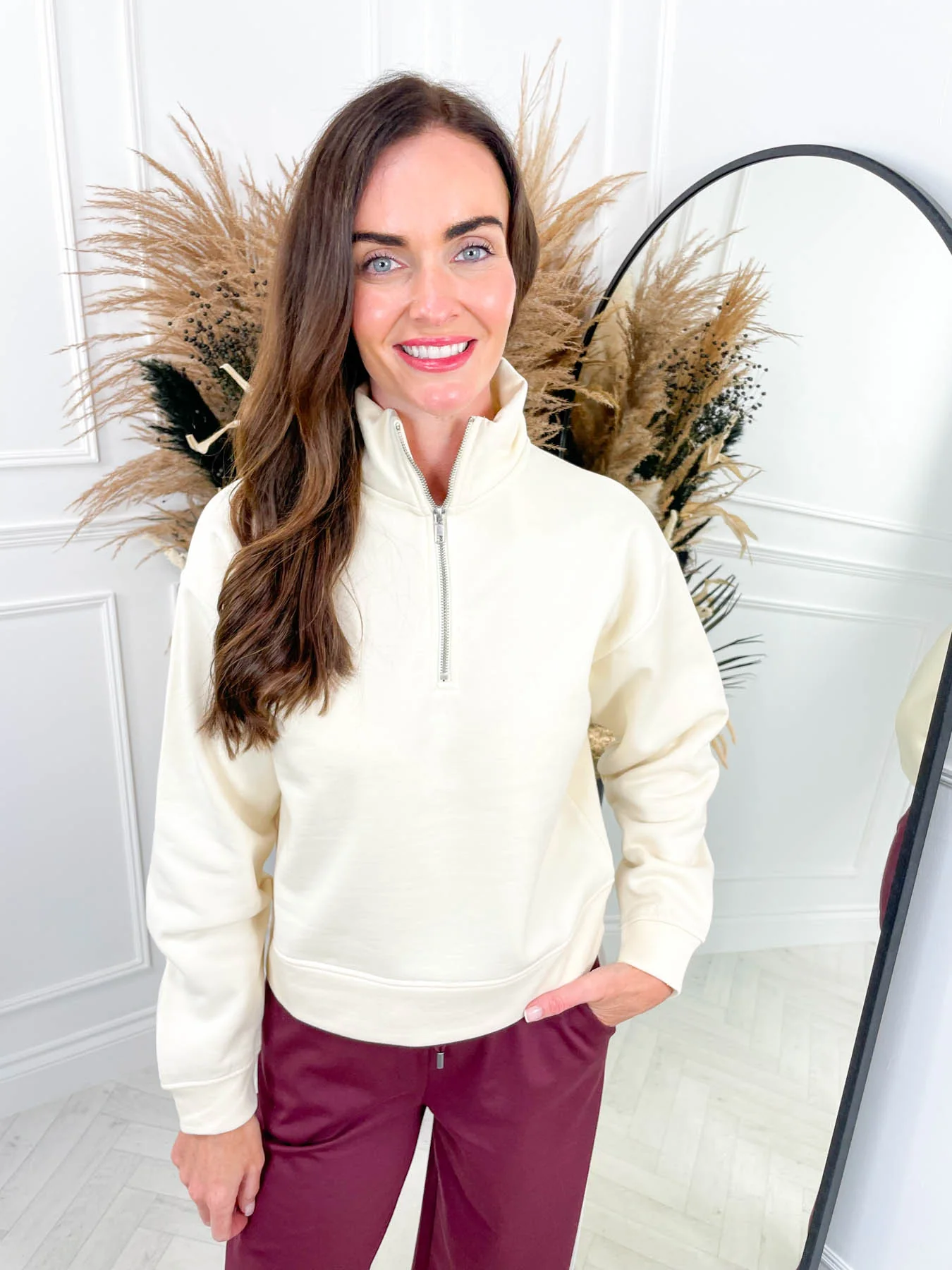 Solle Zip Jumper - Cream - Image 2