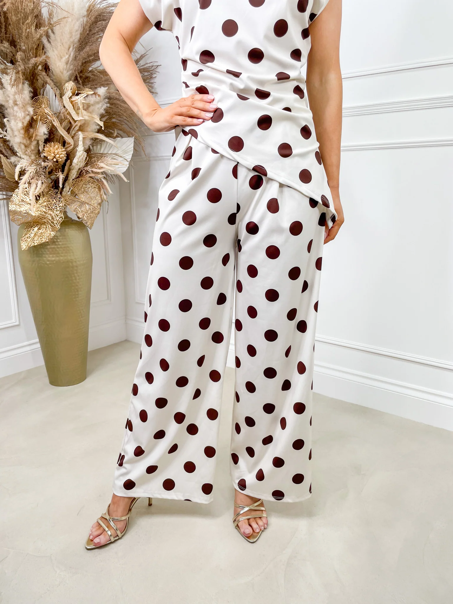 Stacey Two Piece Set- Cream Polka - Image 3