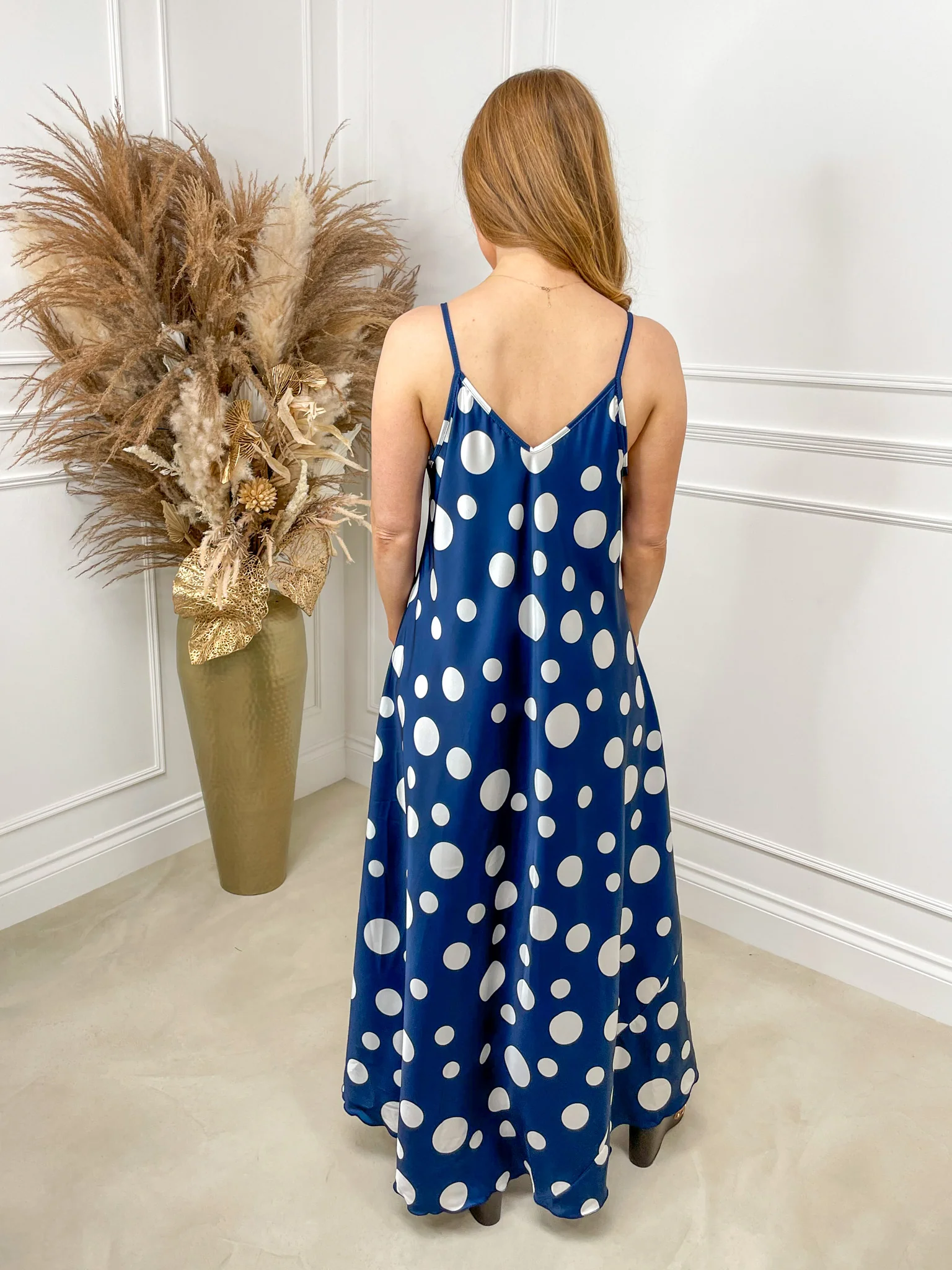 Suzie Midi Polka Dot Dress - Navy - Image 4