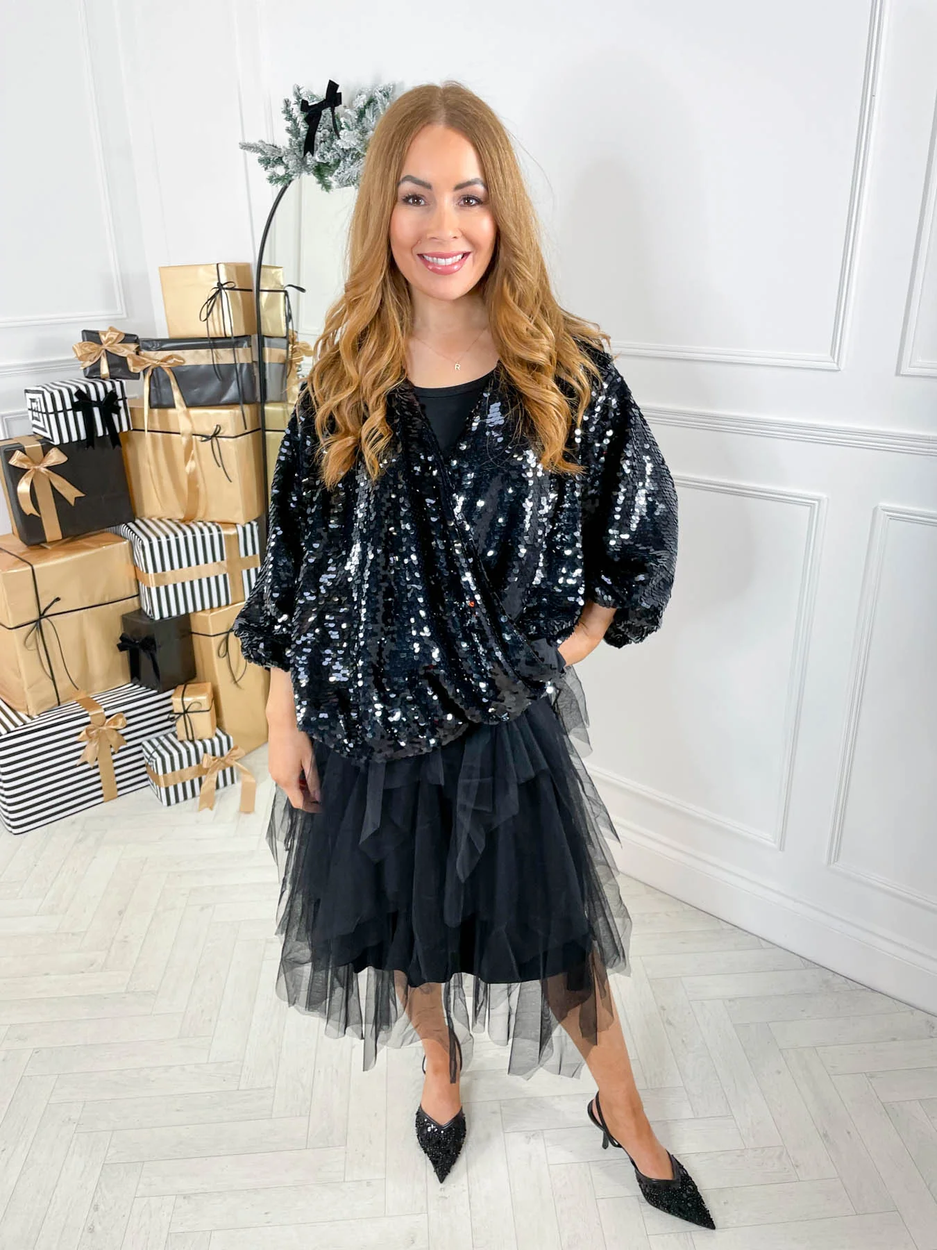 Tatum Sequin Top - Black - Image 8